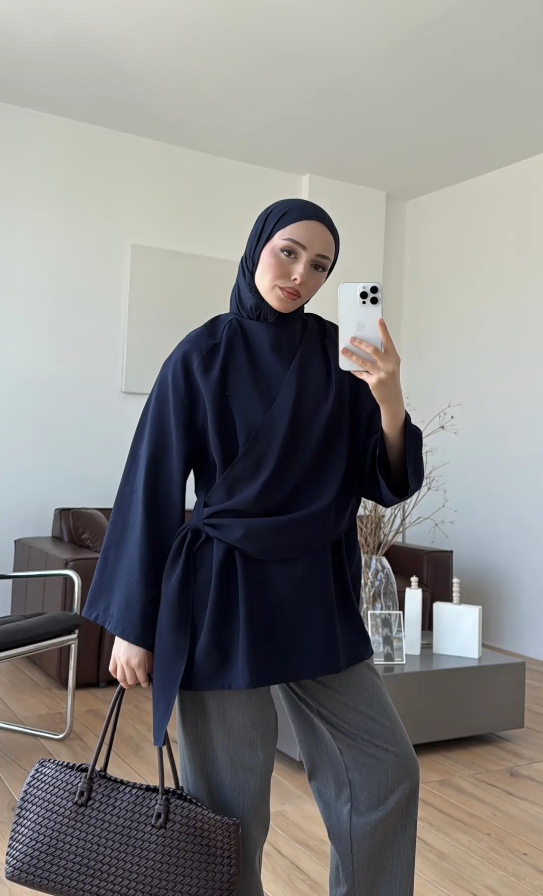 Yandan Şallı Tunik Lacivert