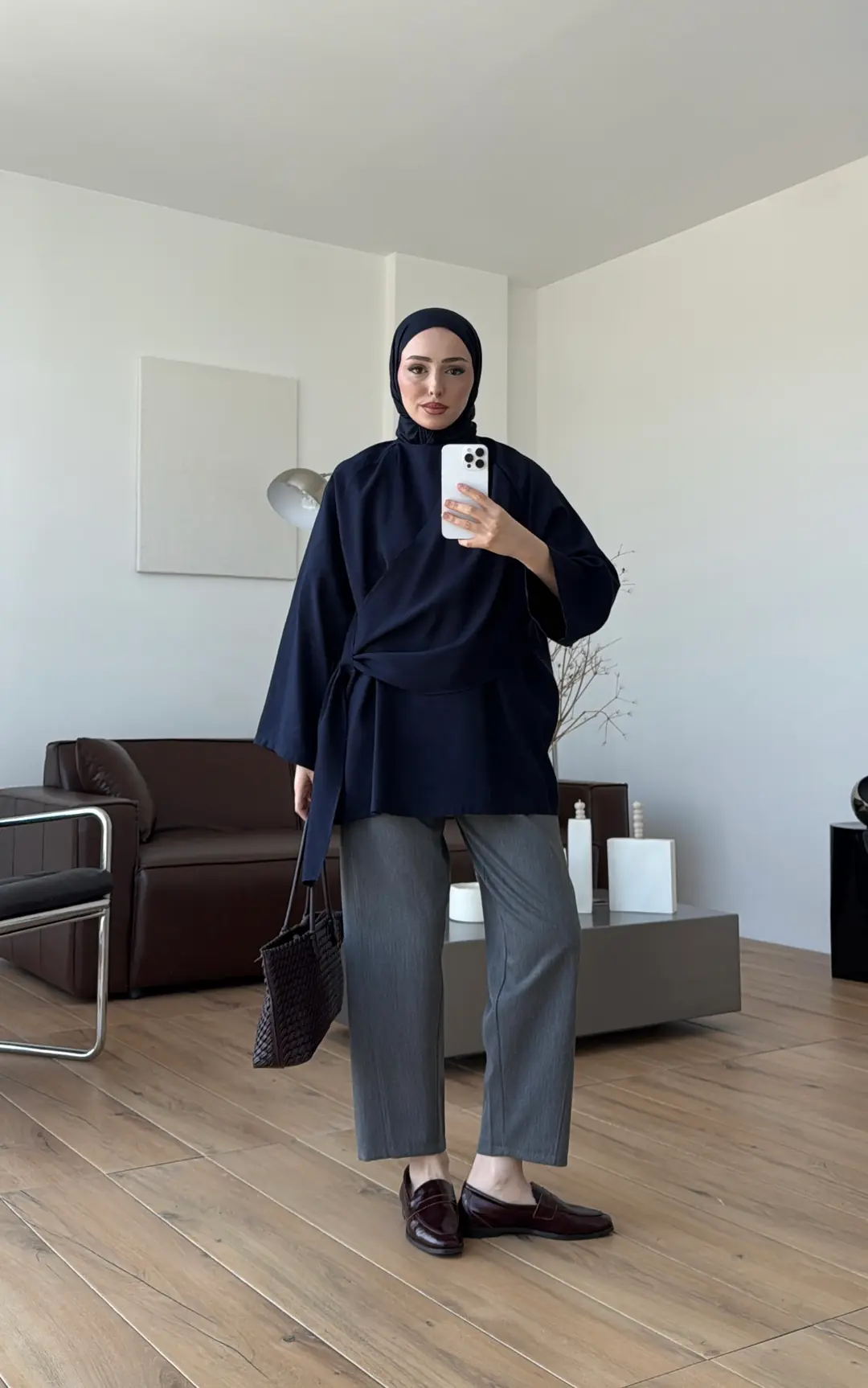 Yandan Şallı Tunik Lacivert