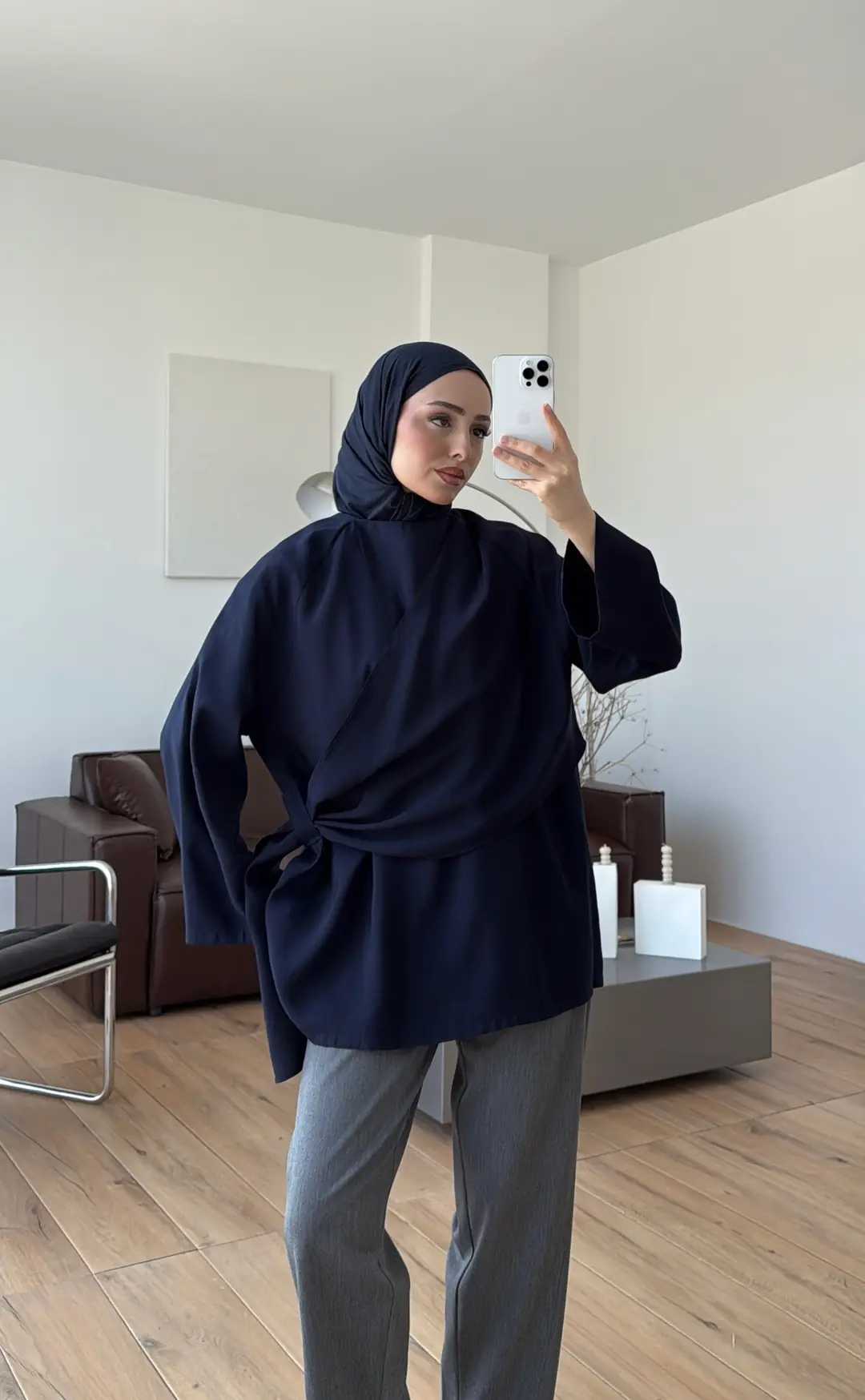 Yandan Şallı Tunik Lacivert