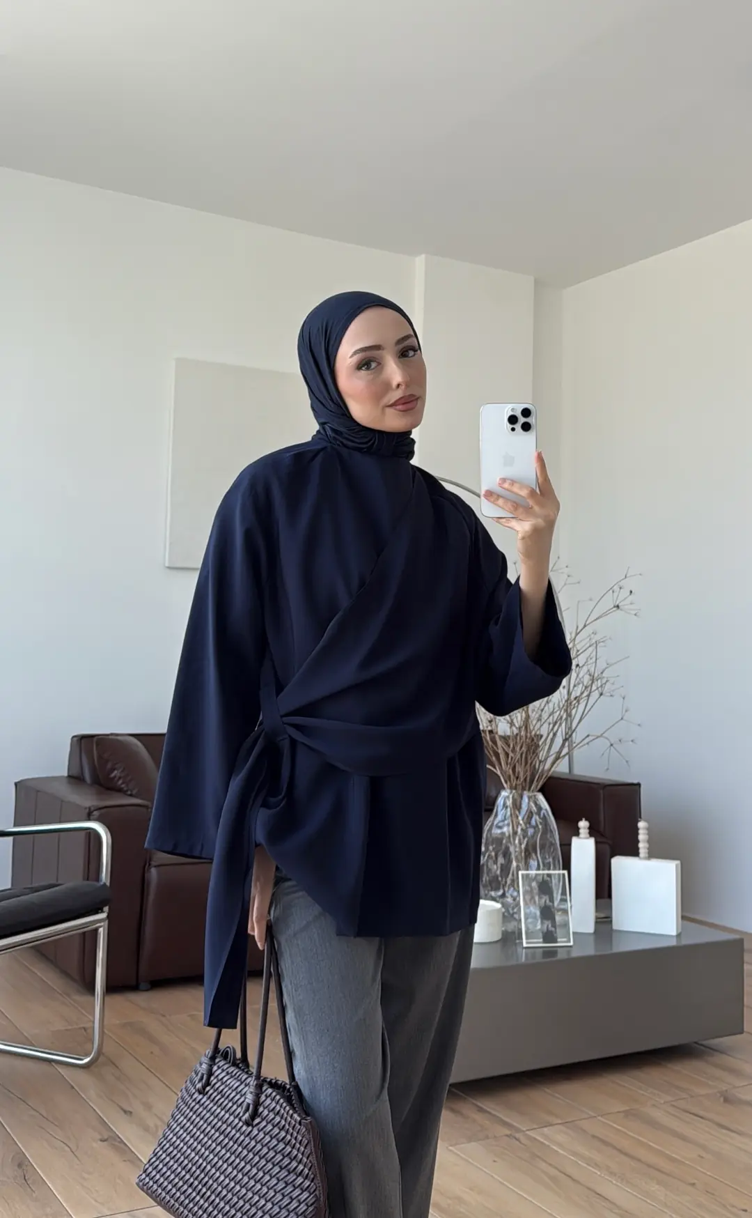 Yandan Şallı Tunik Lacivert