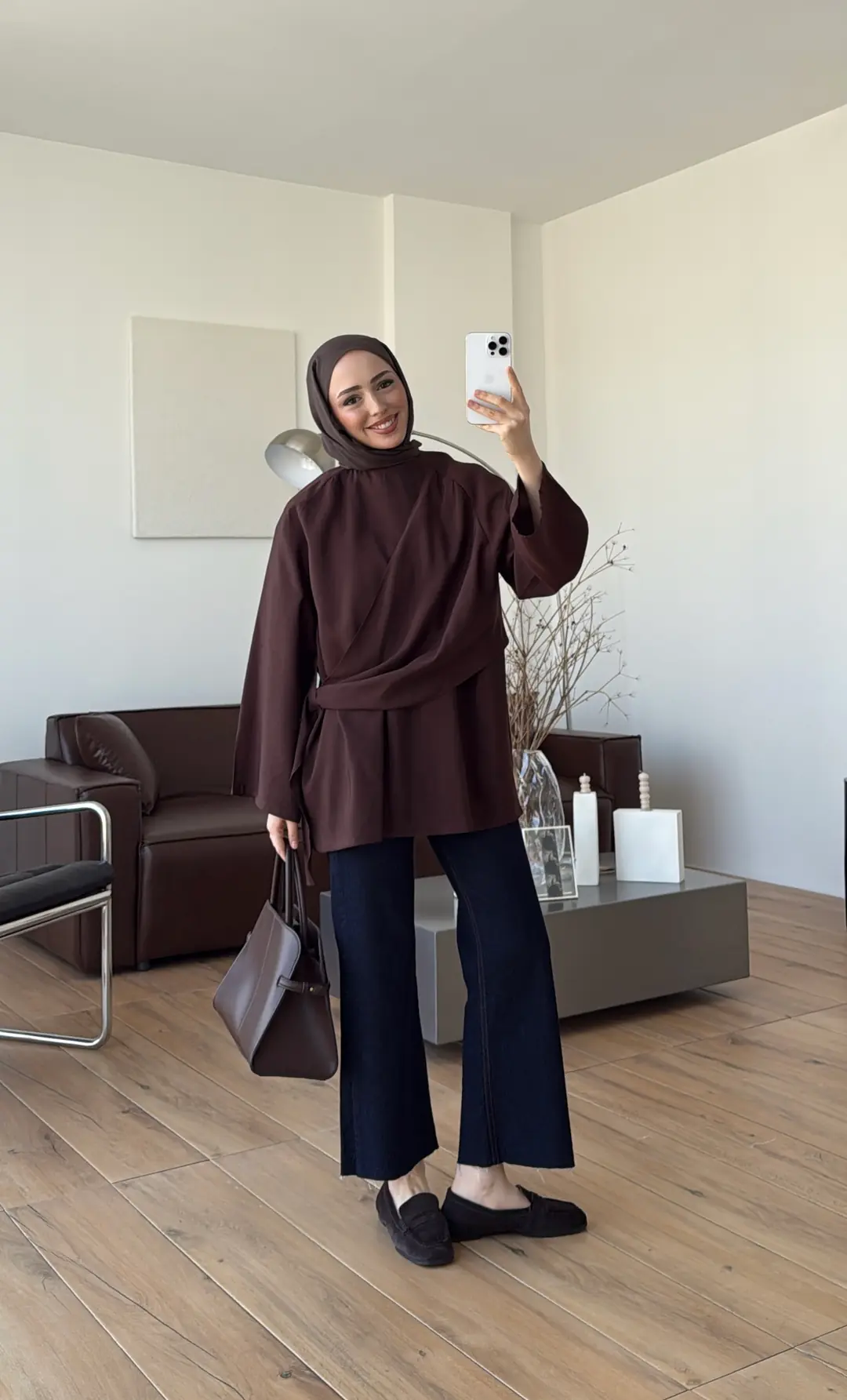 Yandan Şallı Tunik Kahve