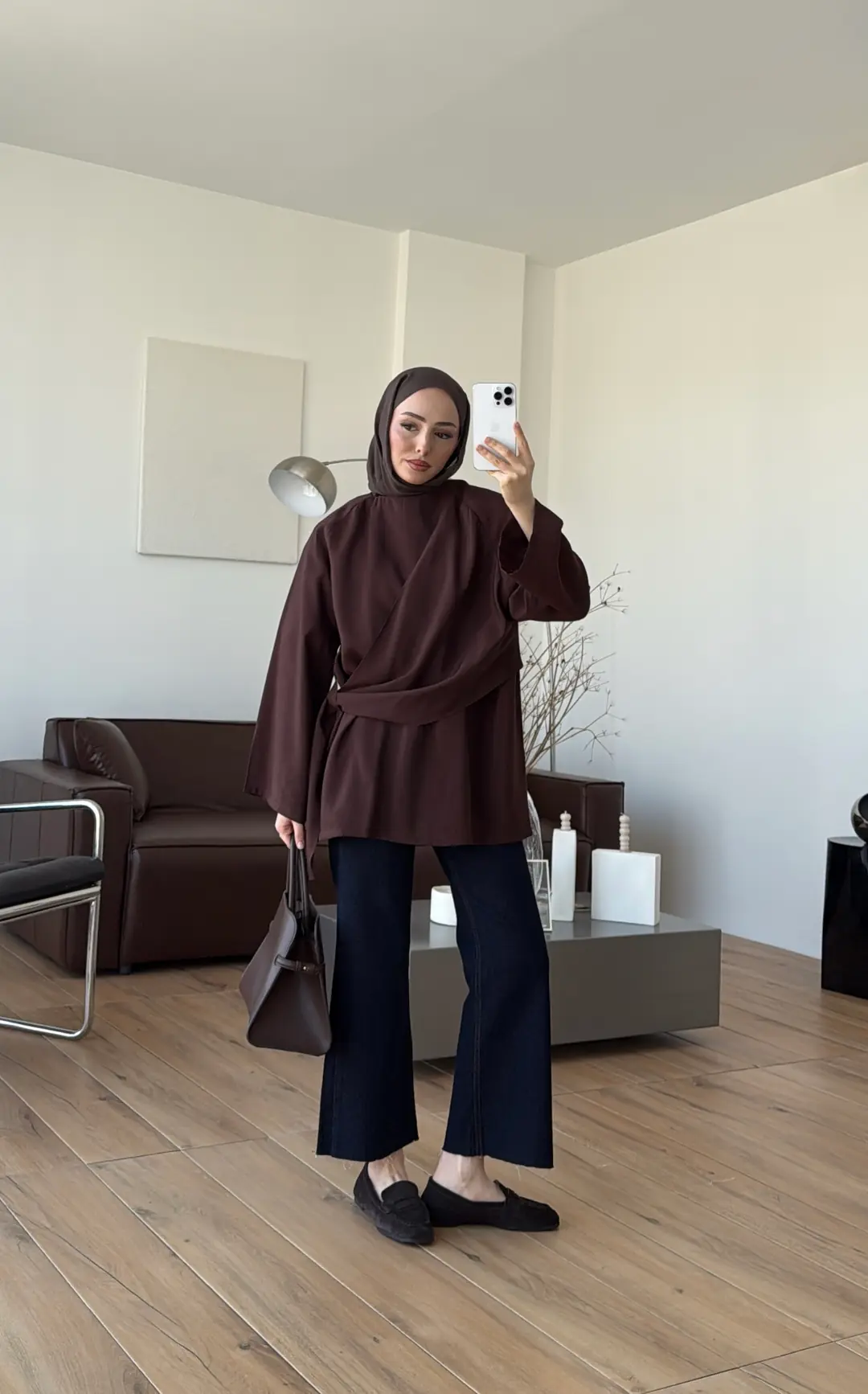 Yandan Şallı Tunik Kahve