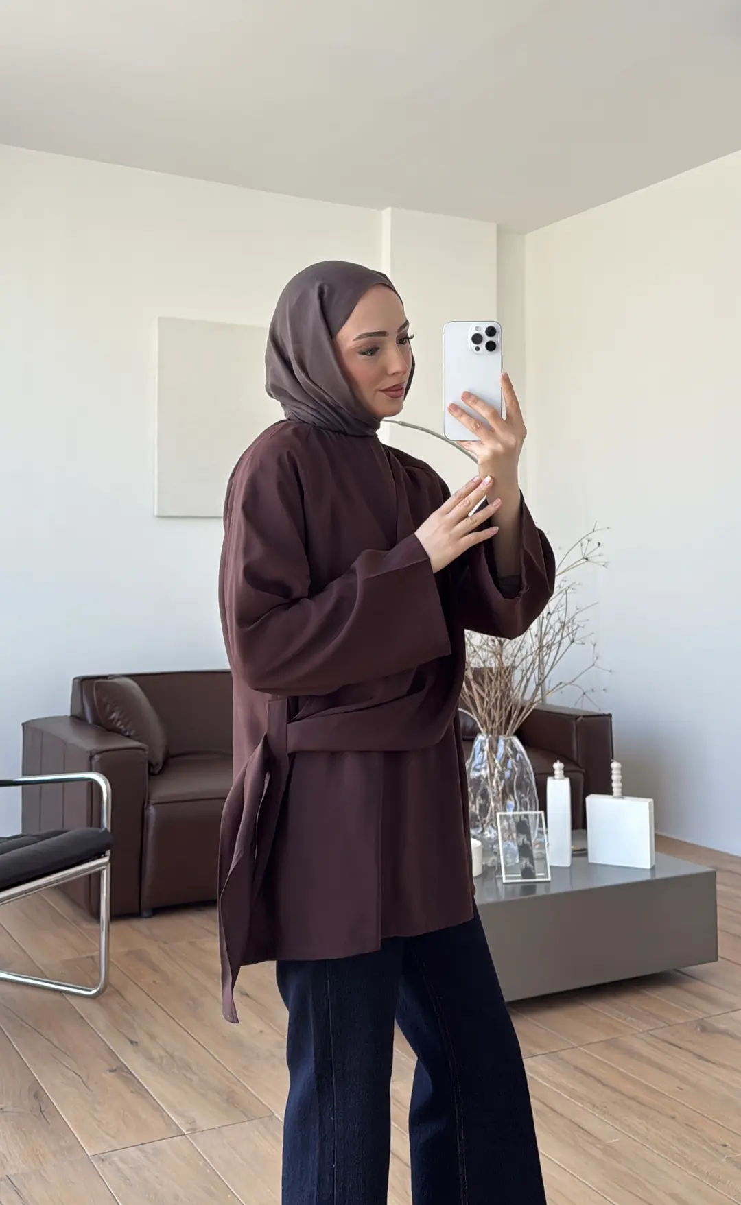 Yandan Şallı Tunik Kahve