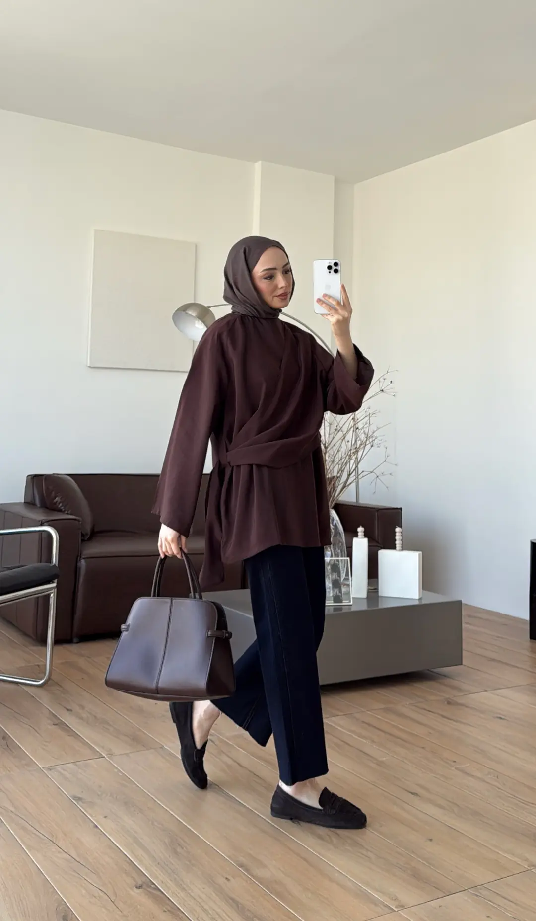 Yandan Şallı Tunik Kahve