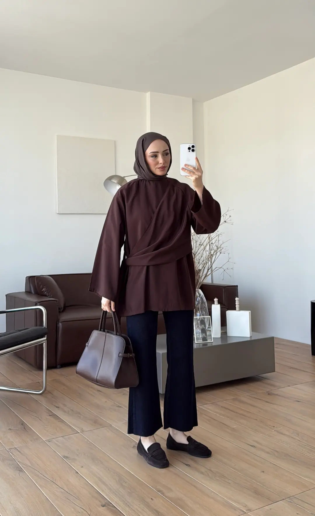 Yandan Şallı Tunik Kahve