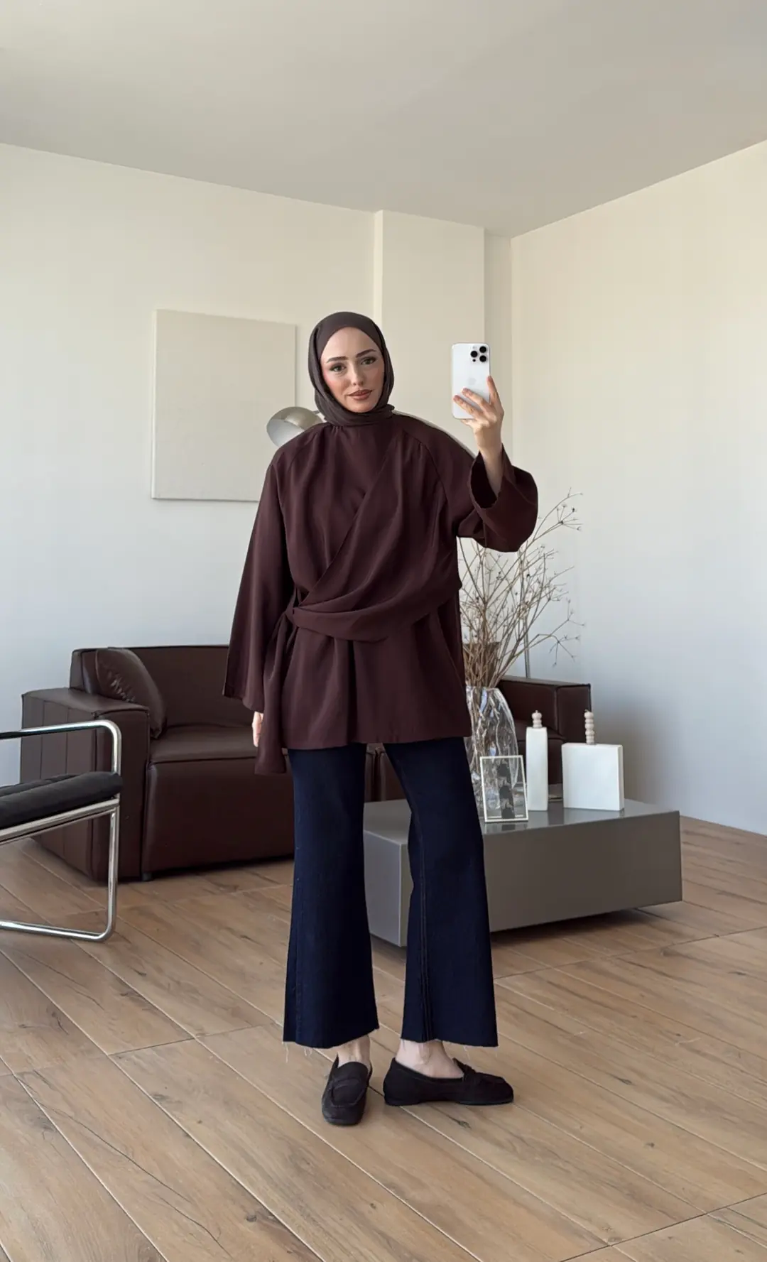 Yandan Şallı Tunik Kahve