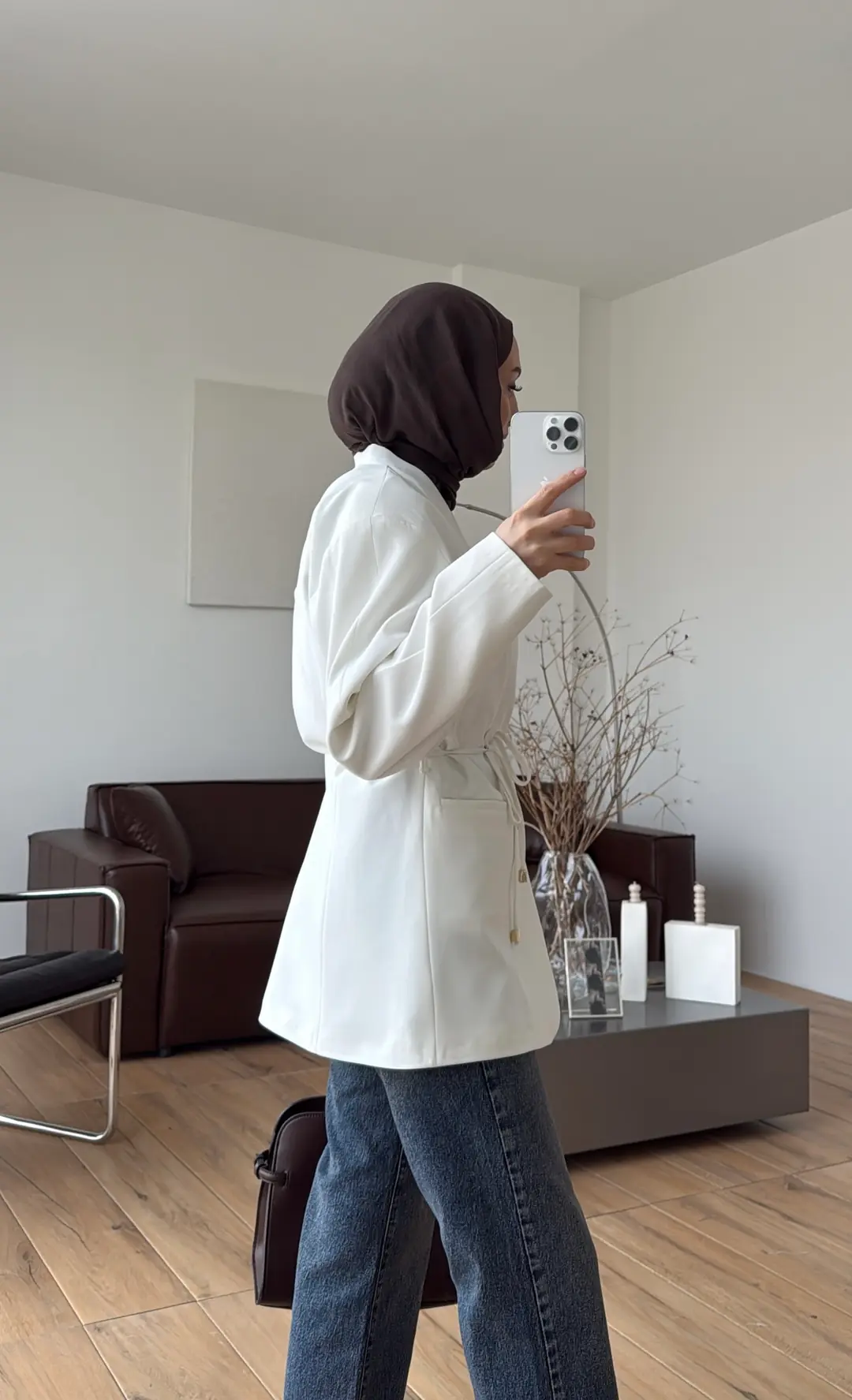 Bagcıklı Blazer Ceket Beyaz