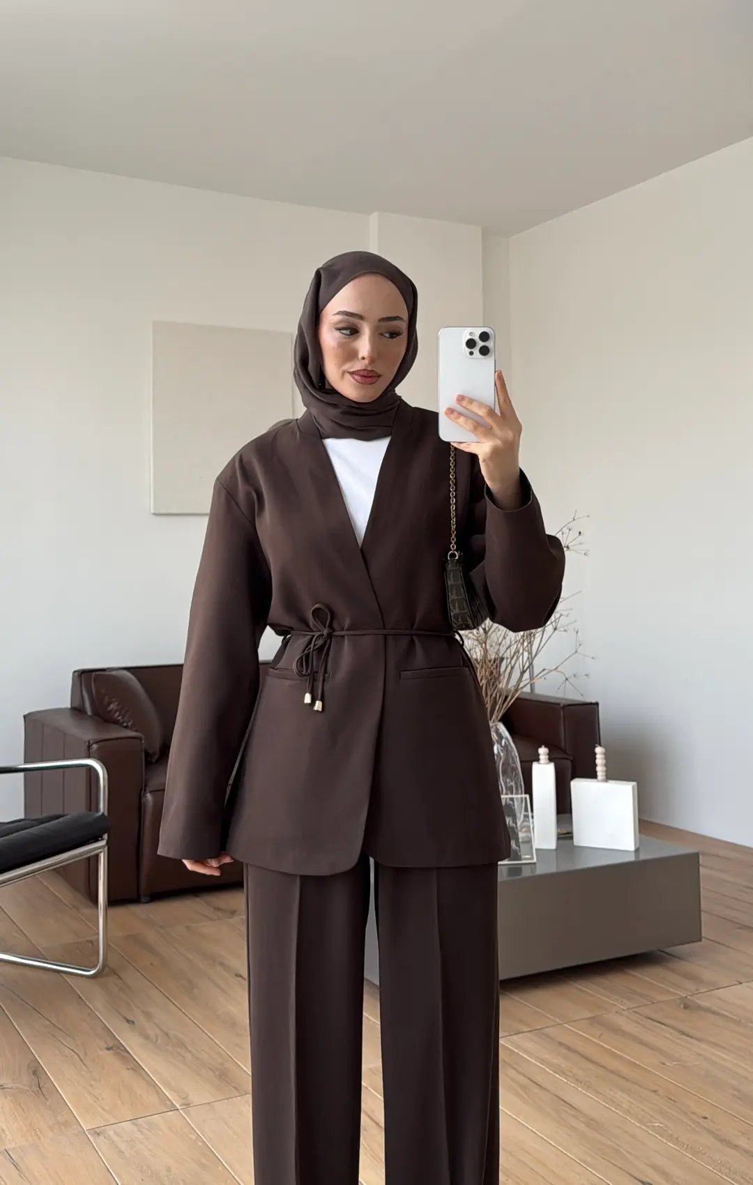 Bagcıklı Blazer Ceket Kahve