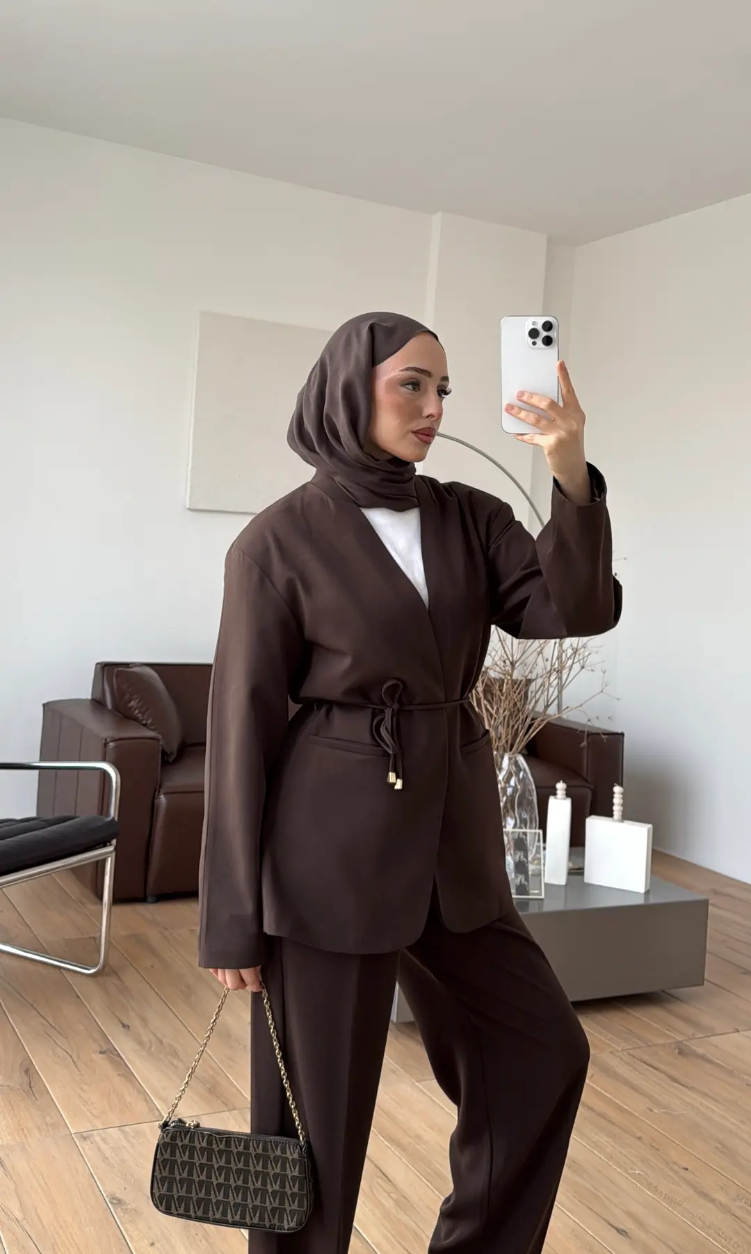 Bagcıklı Blazer Ceket Kahve