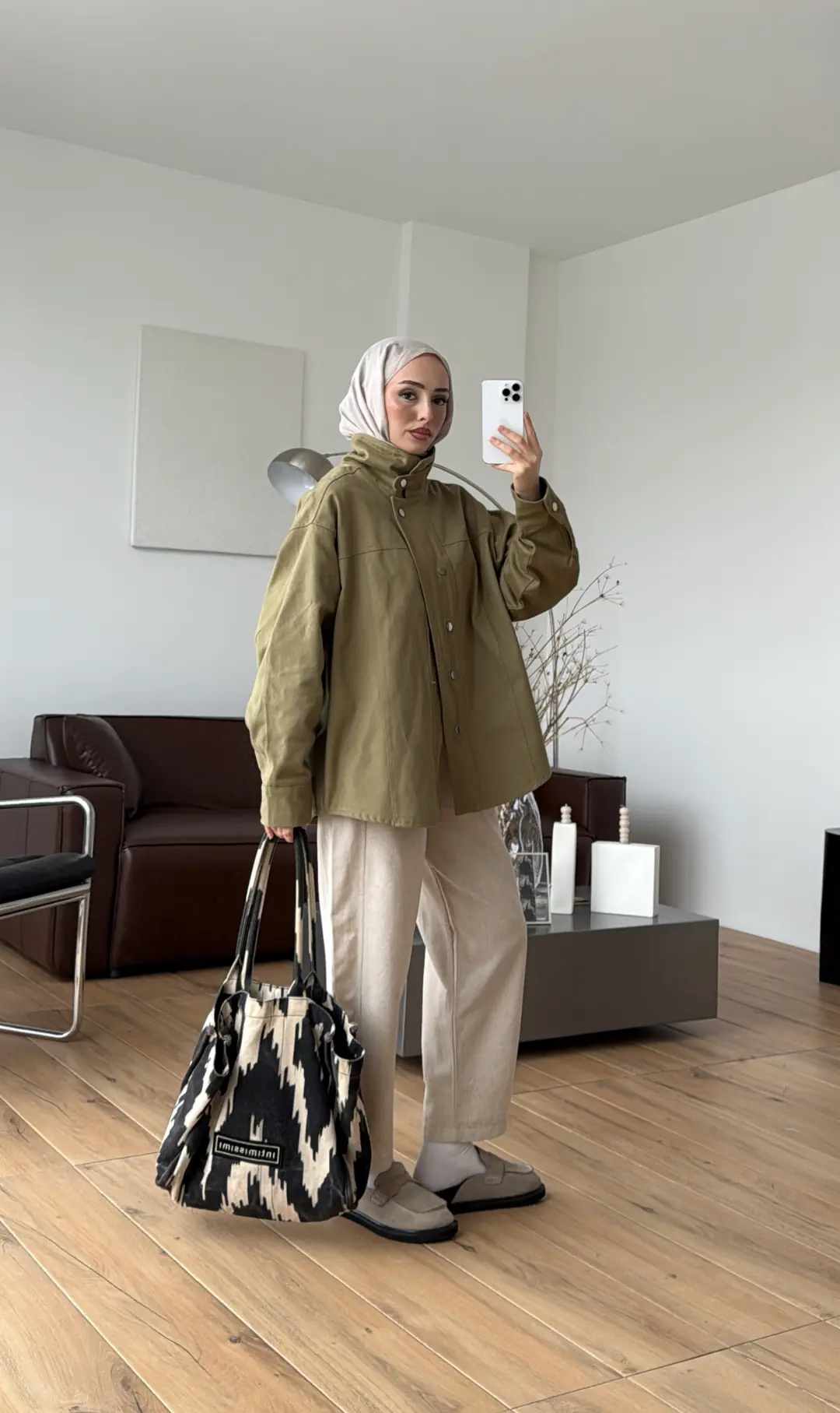 Dik Yaka Çıtçıtlı Gabardin Ceket Açık Yeşil
