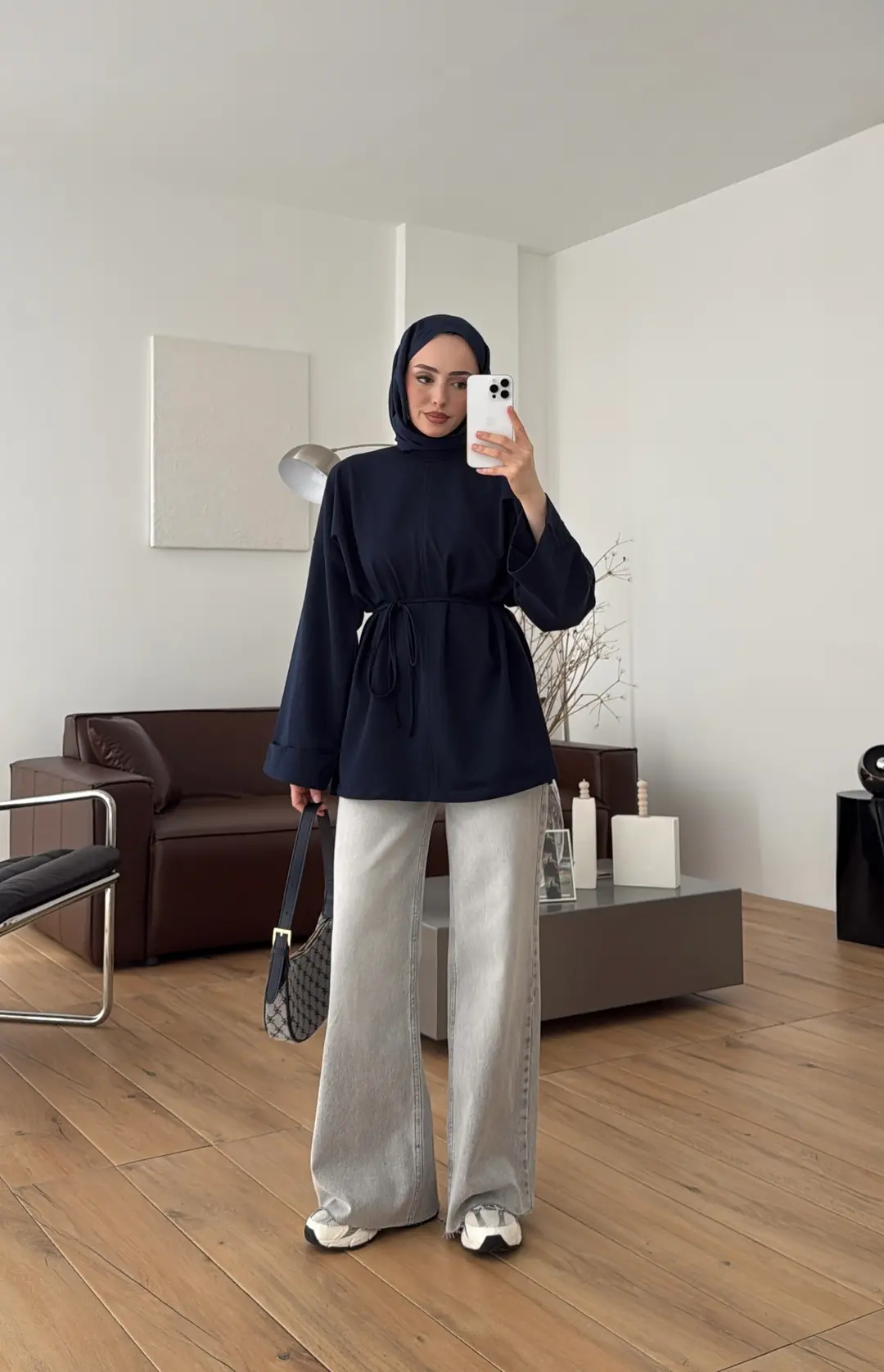 Bağlamalı Yanı Yırtmaç Detay Sweat Lacivert