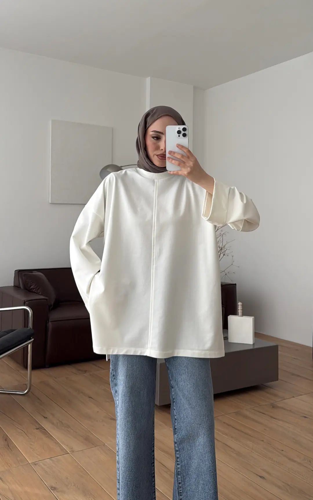 Bağlamalı Yanı Yırtmaç Detay Sweat Ekru