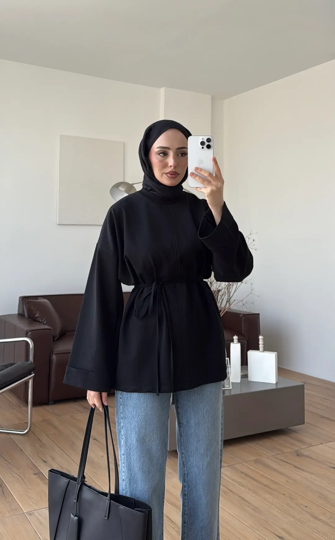 Bağlamalı Yanı Yırtmaç Detay Sweat Siyah