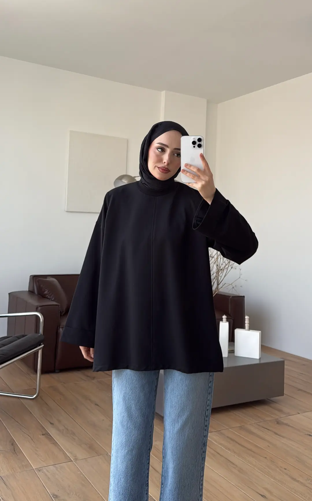 Bağlamalı Yanı Yırtmaç Detay Sweat Siyah