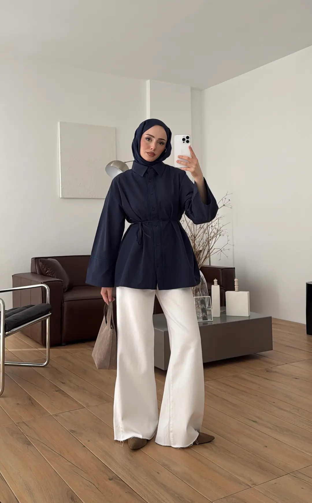 Dantel Geçişli Poplin Gömlek Lacivert