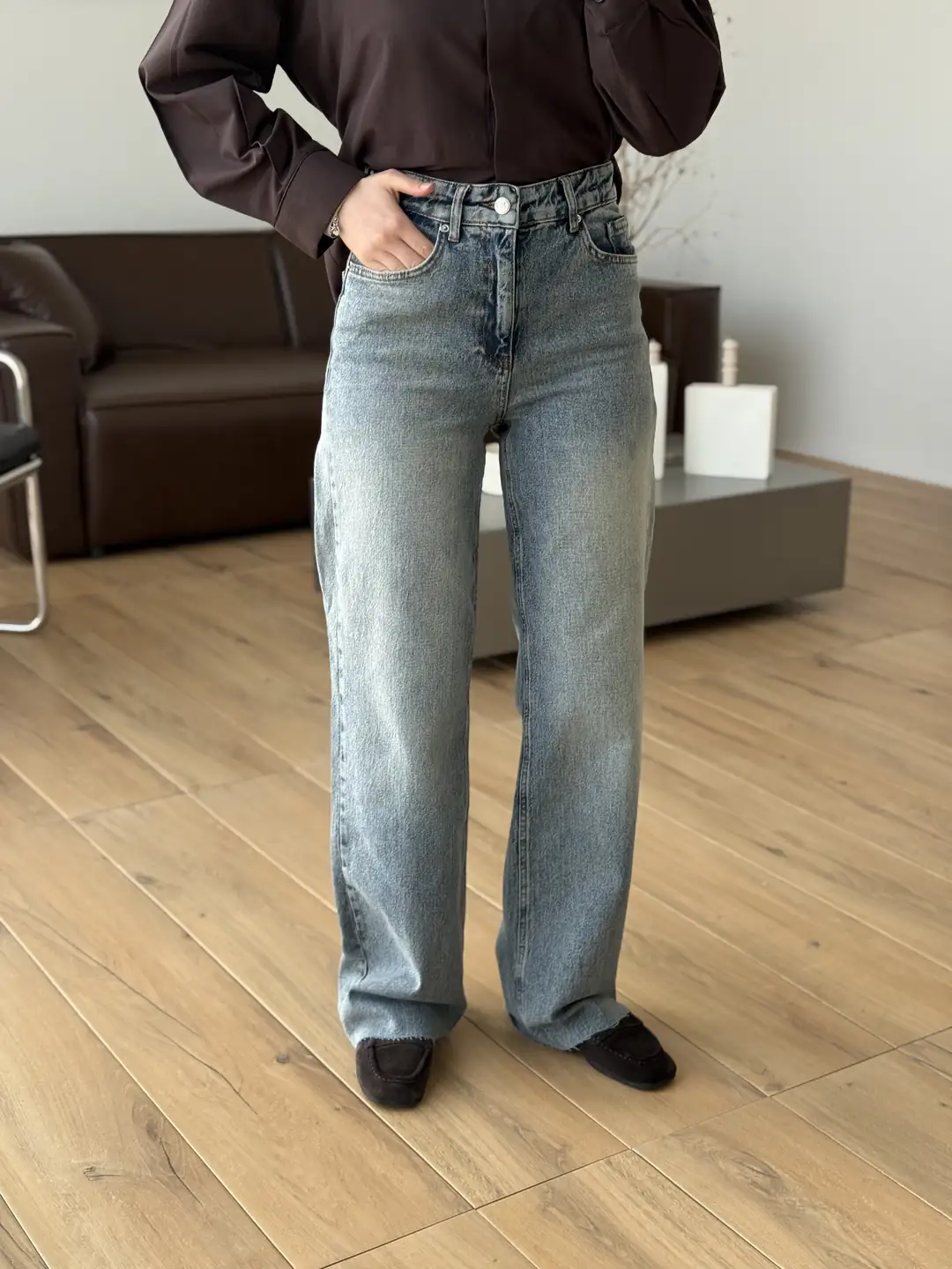Wide Leg Boru Paça Jean