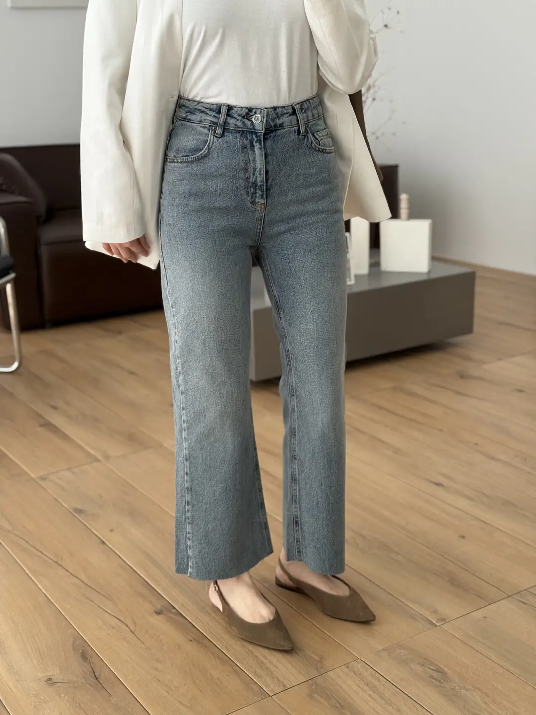 Premium Paçası Kesik Hafif İspanyol Jean R276