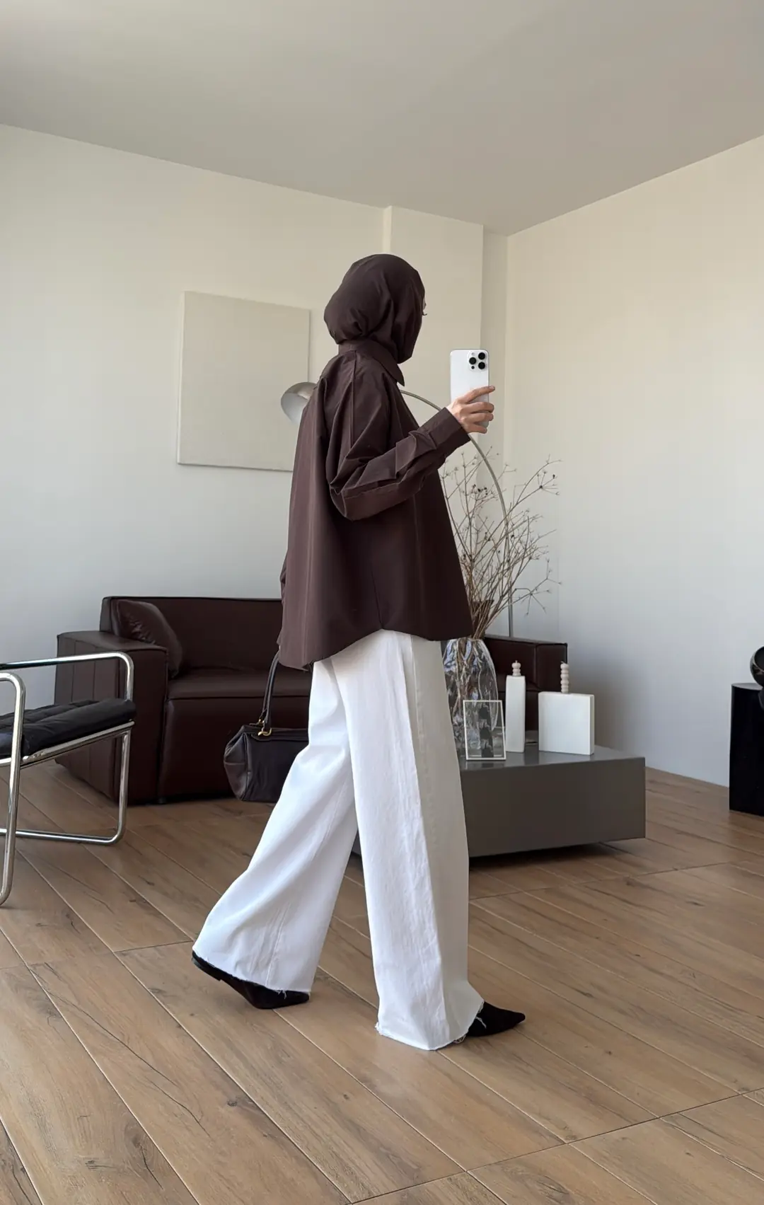 Poplin Sık Düğmeli Gömlek Kahve