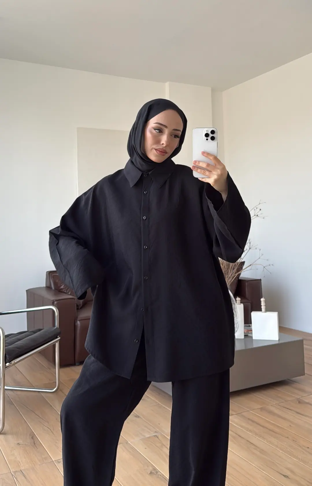 Tencel Bağlamalı Takım Siyah