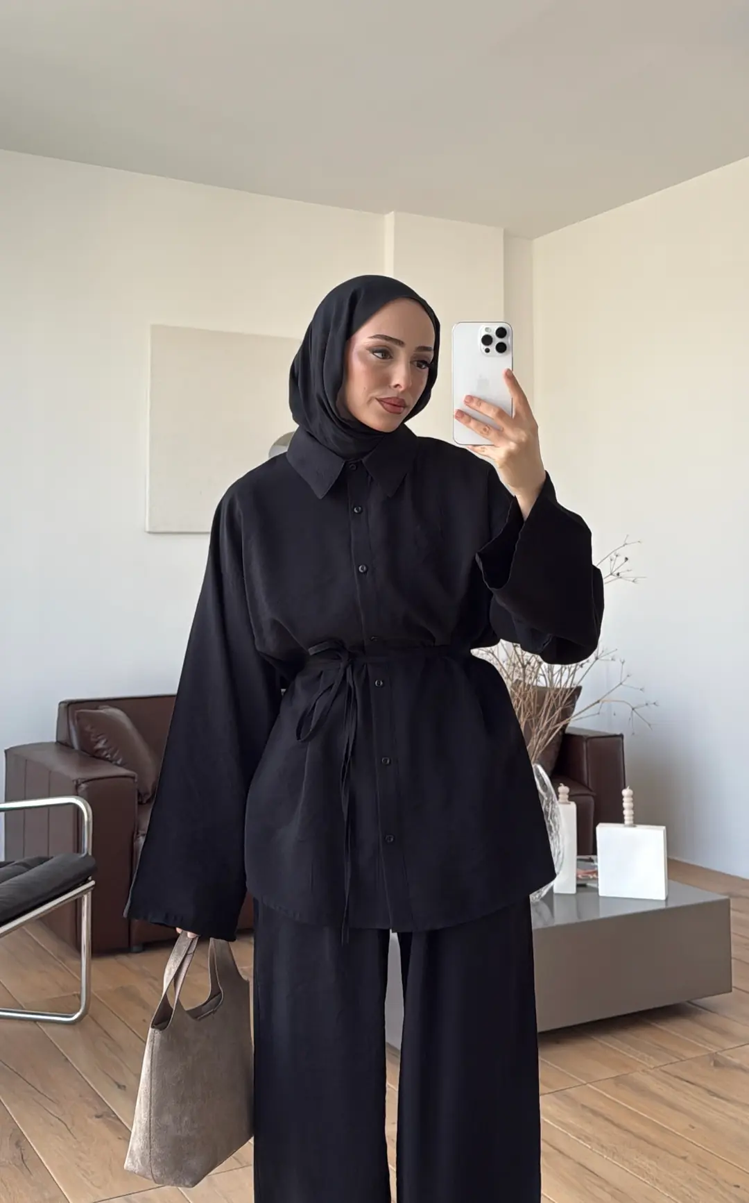 Tencel Bağlamalı Takım Siyah