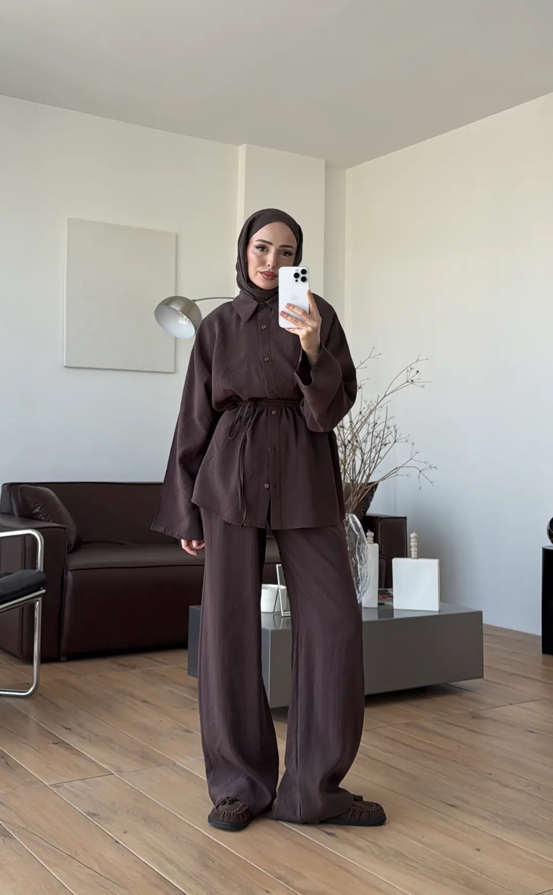Tencel Bağlamalı Takım Kahve