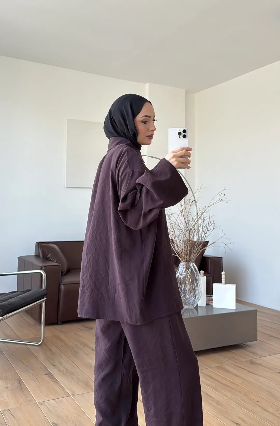 Tencel Bağlamalı Takım Mürdüm