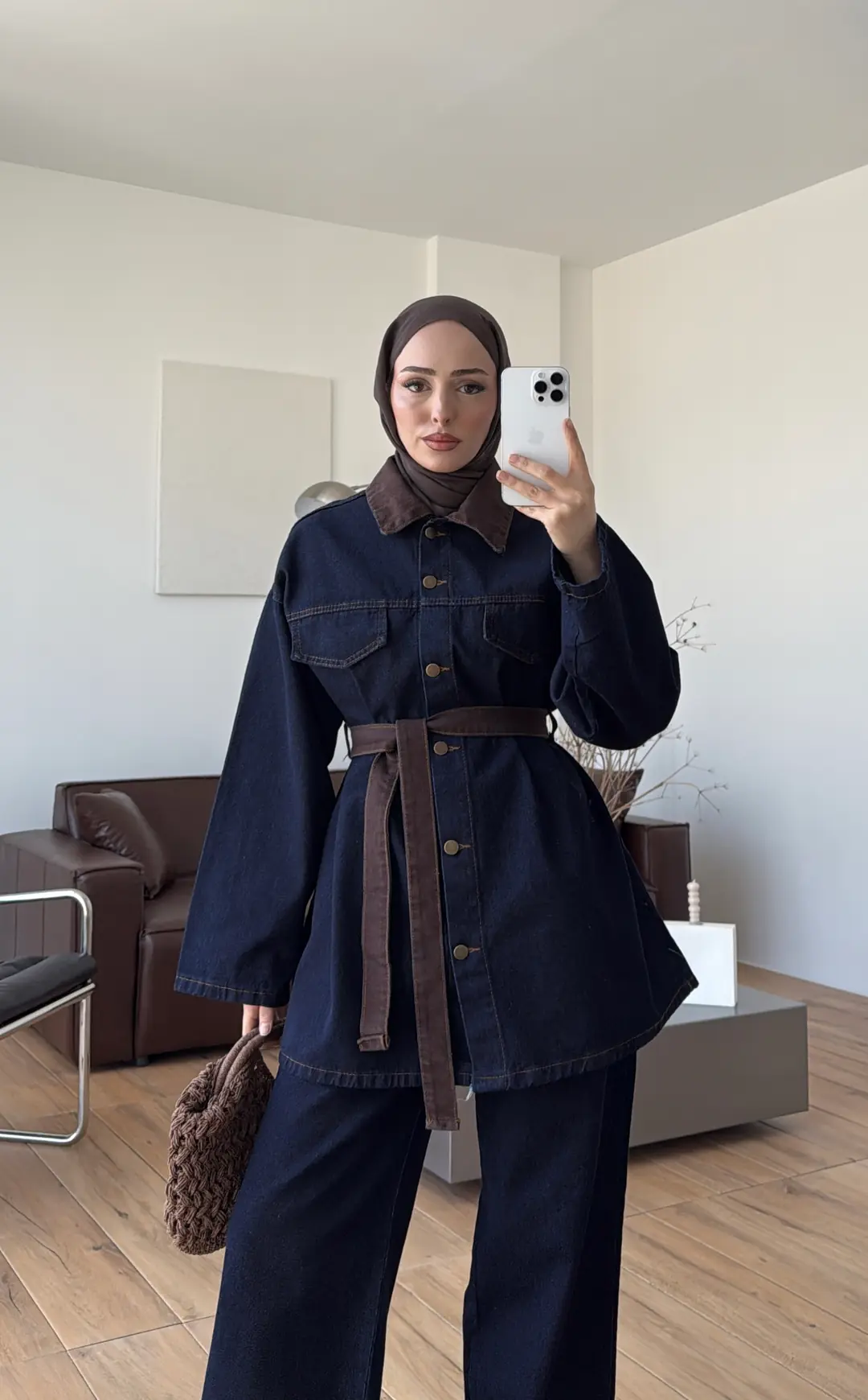 Seyyar Kemerli Denim Takım