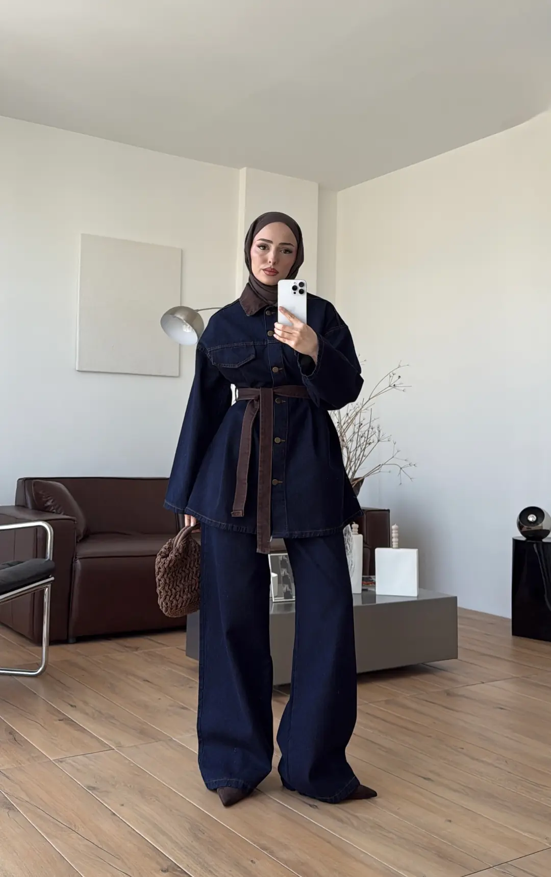 Seyyar Kemerli Denim Takım
