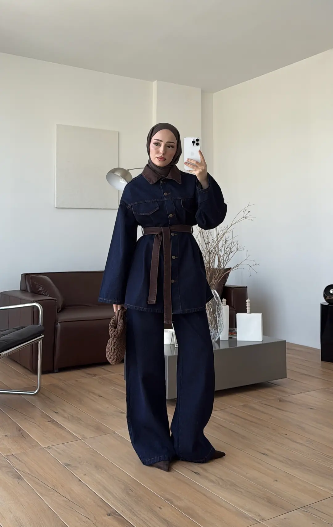 Seyyar Kemerli Denim Takım