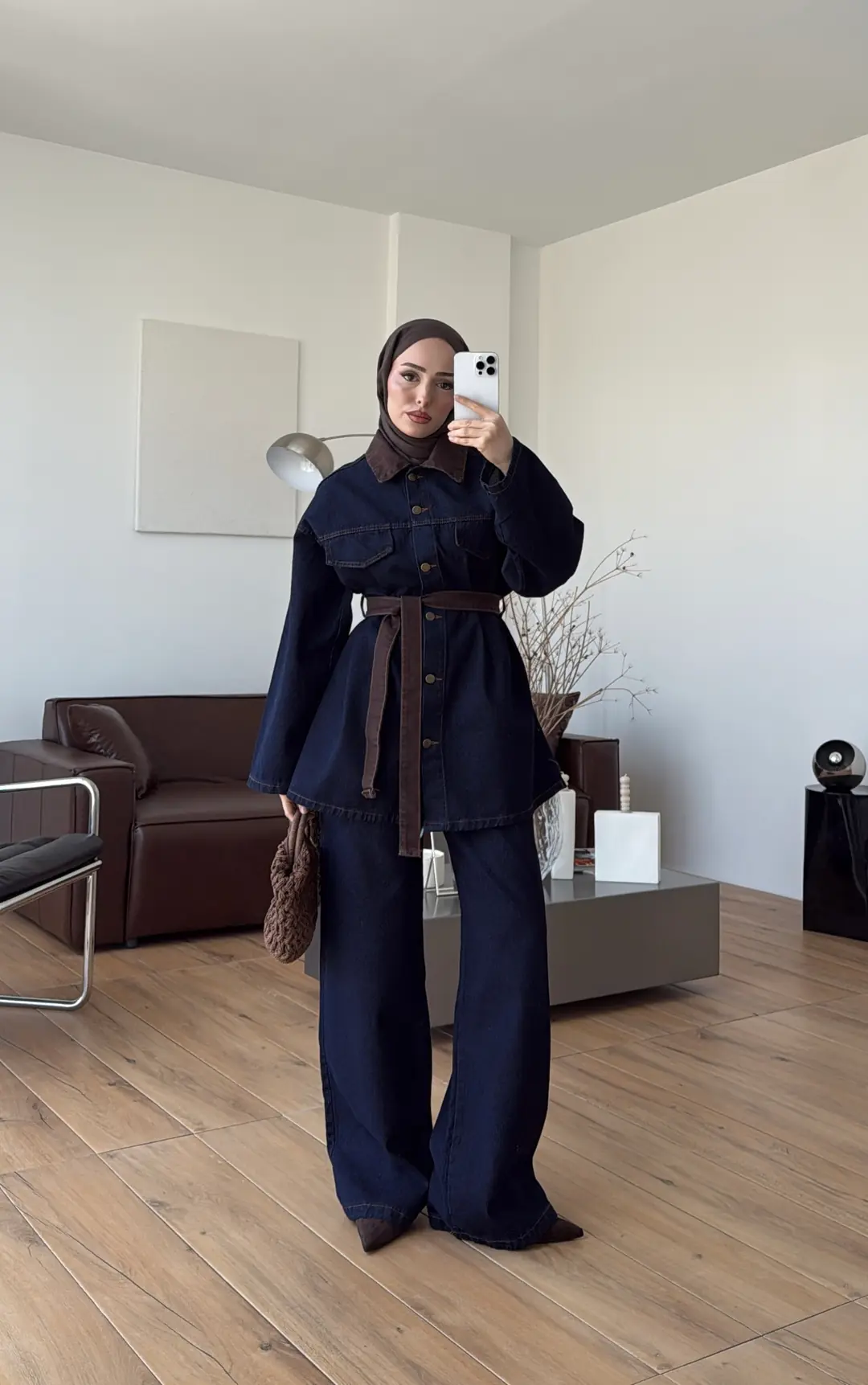 Seyyar Kemerli Denim Takım