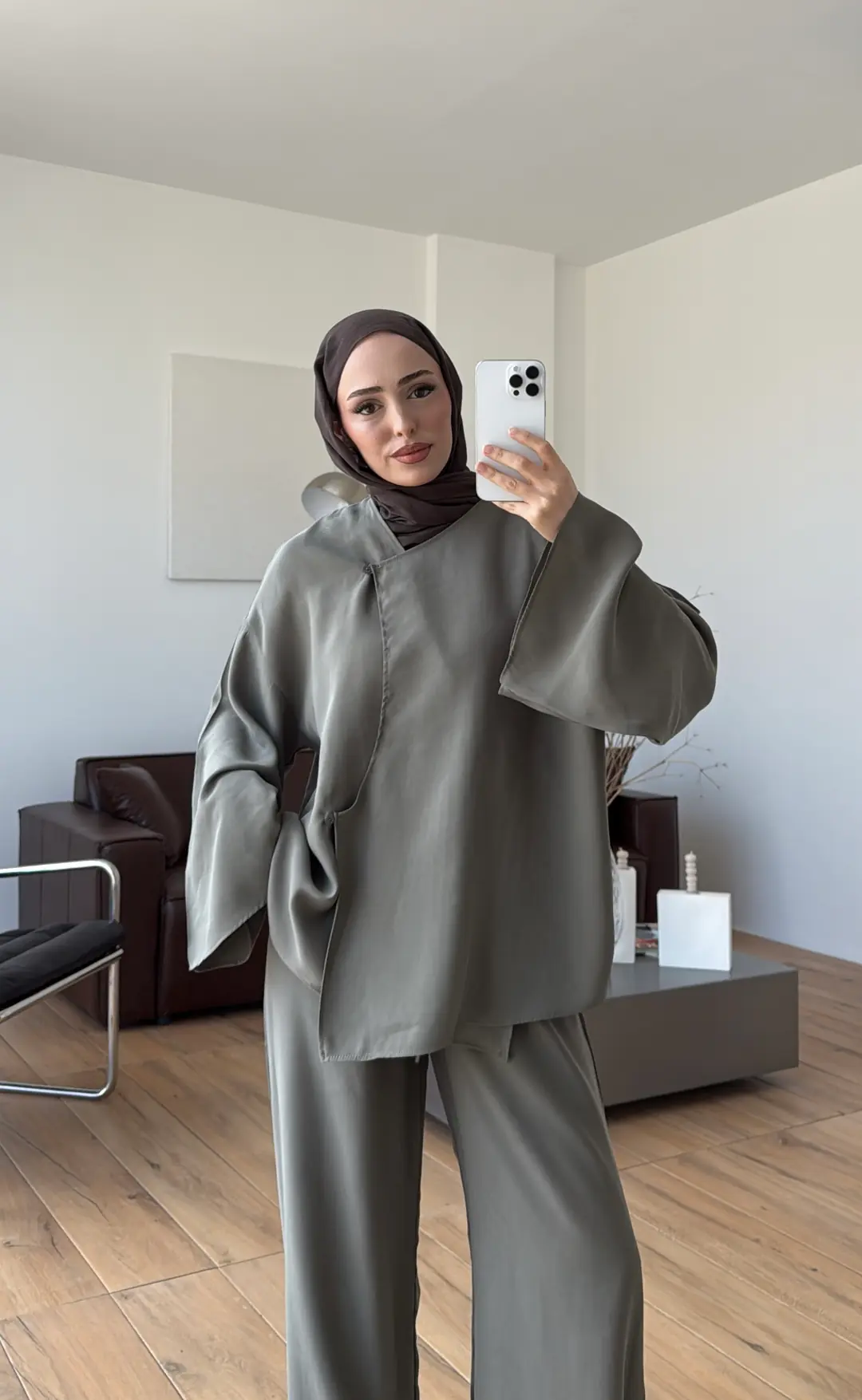 Dökümlü Gömlek Pantolon Takım Haki
