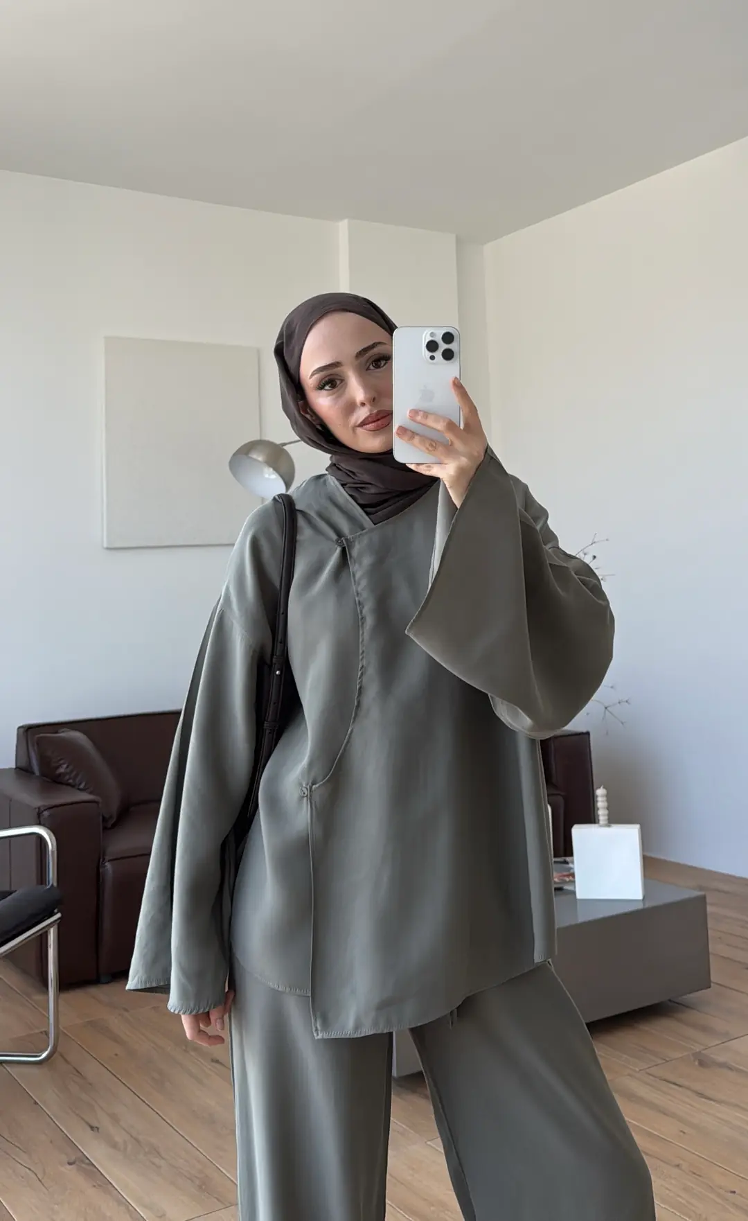 Dökümlü Gömlek Pantolon Takım Haki