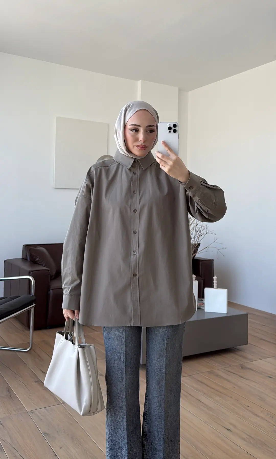 Basic Poplin Gömlek Koyu Vizon