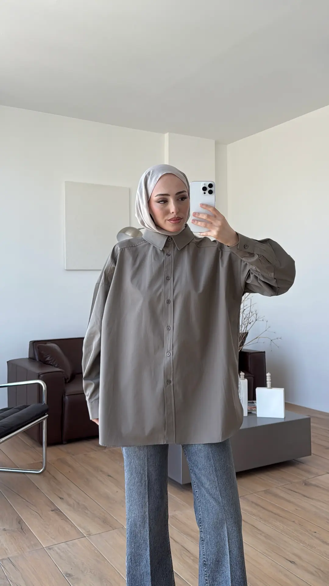 Basic Poplin Gömlek Koyu Vizon