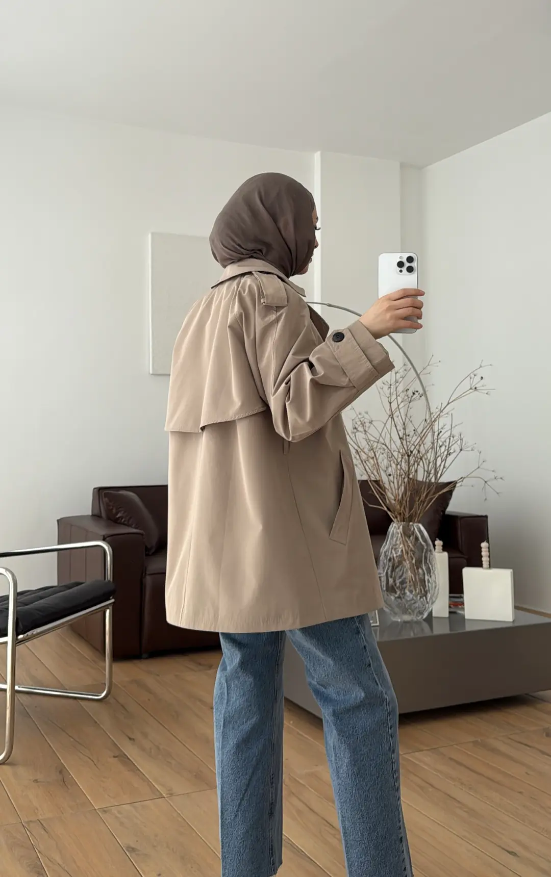 Allerli Kısa Trençkot Vizon