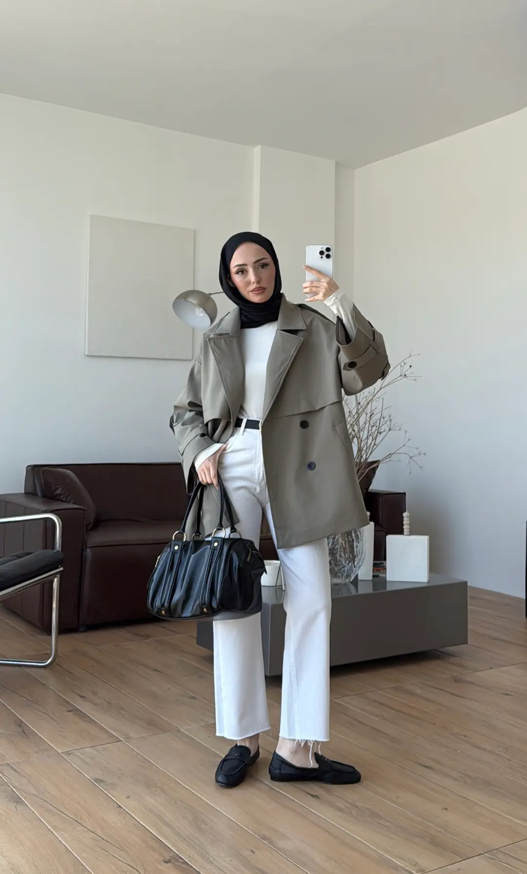 Kısa Trençkot Küf Yeşili