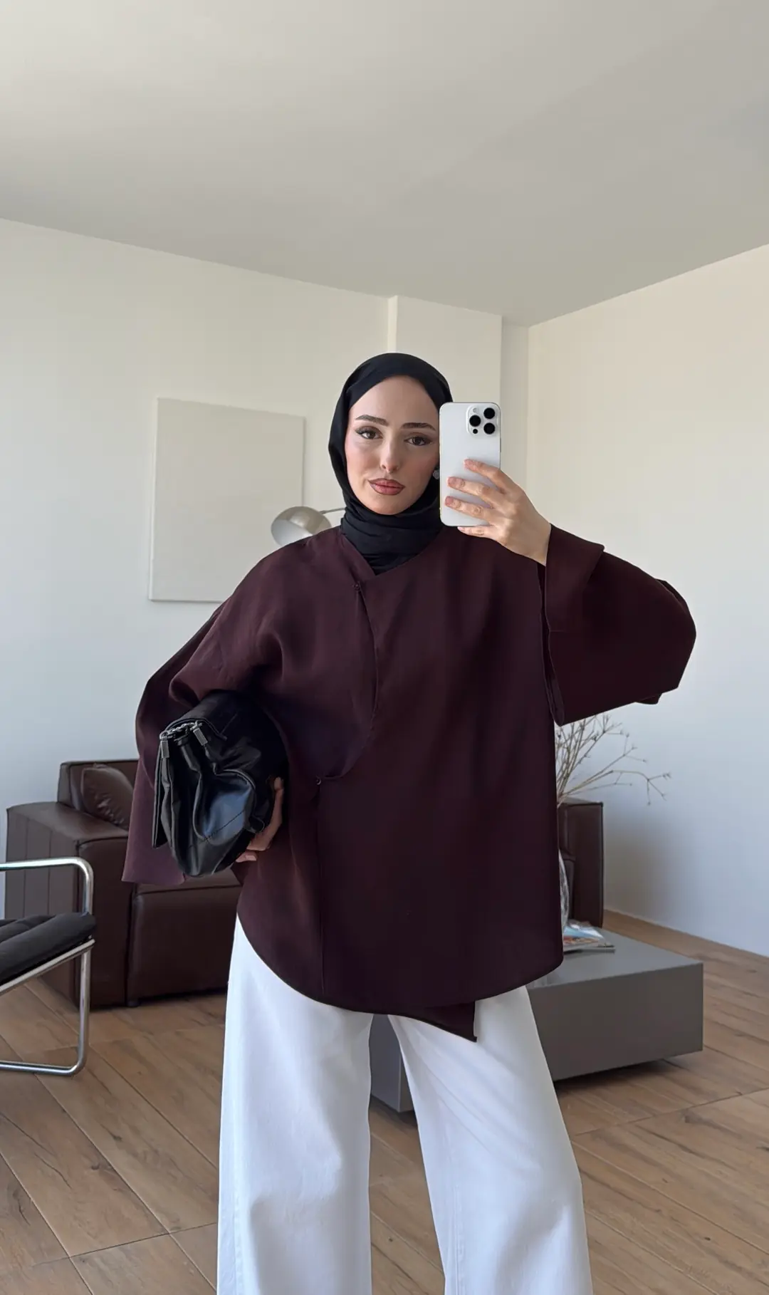 Asimetrik Kesim Bluz Bordo