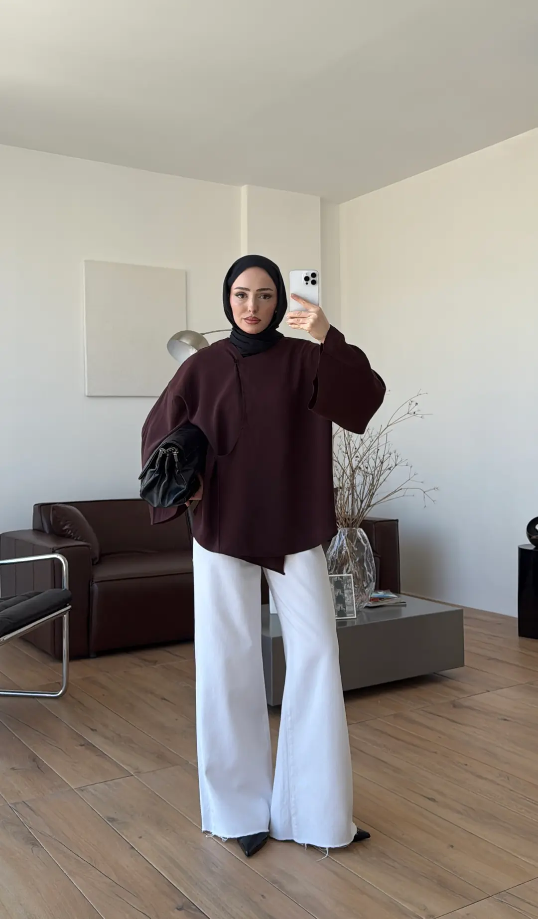 Asimetrik Kesim Bluz Bordo