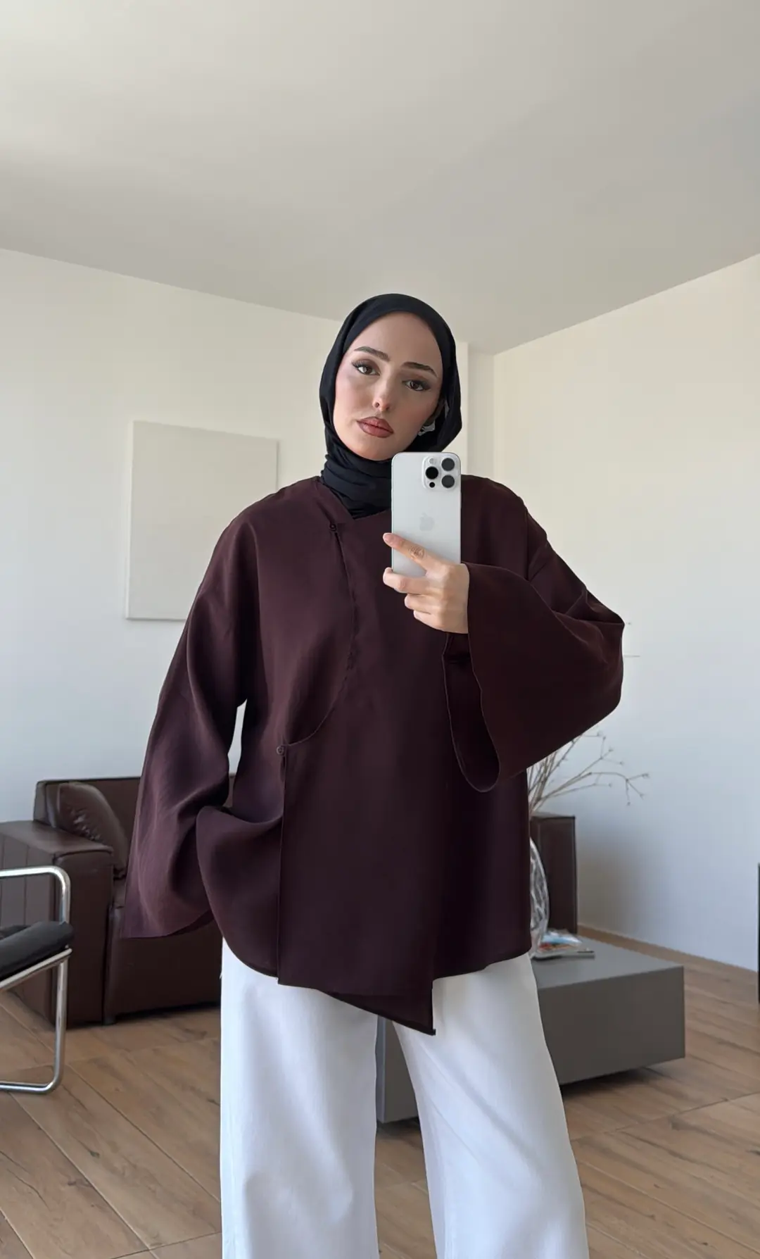 Asimetrik Kesim Bluz Bordo