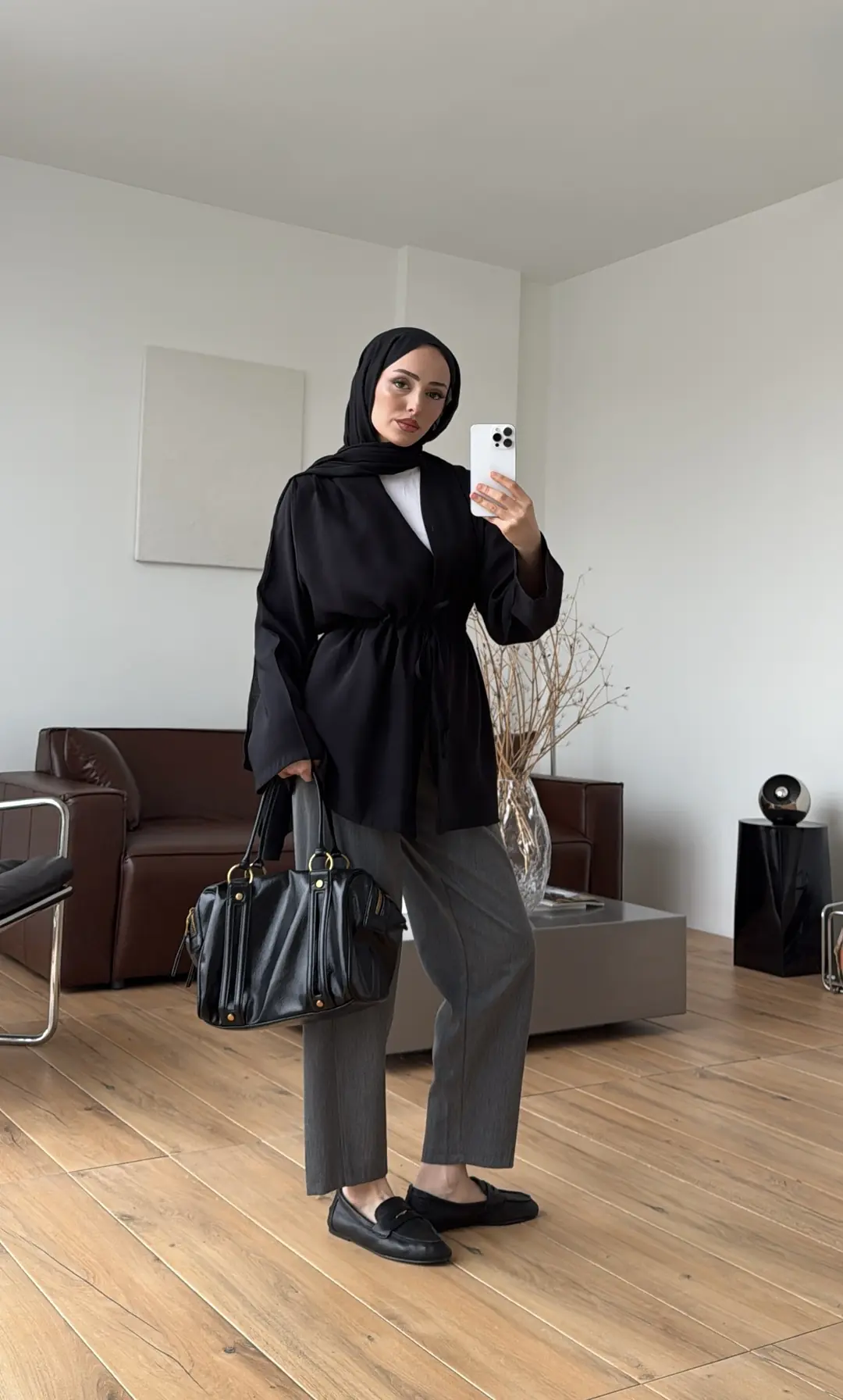 Omzu Pile Detay Kimono/Ceket Siyah
