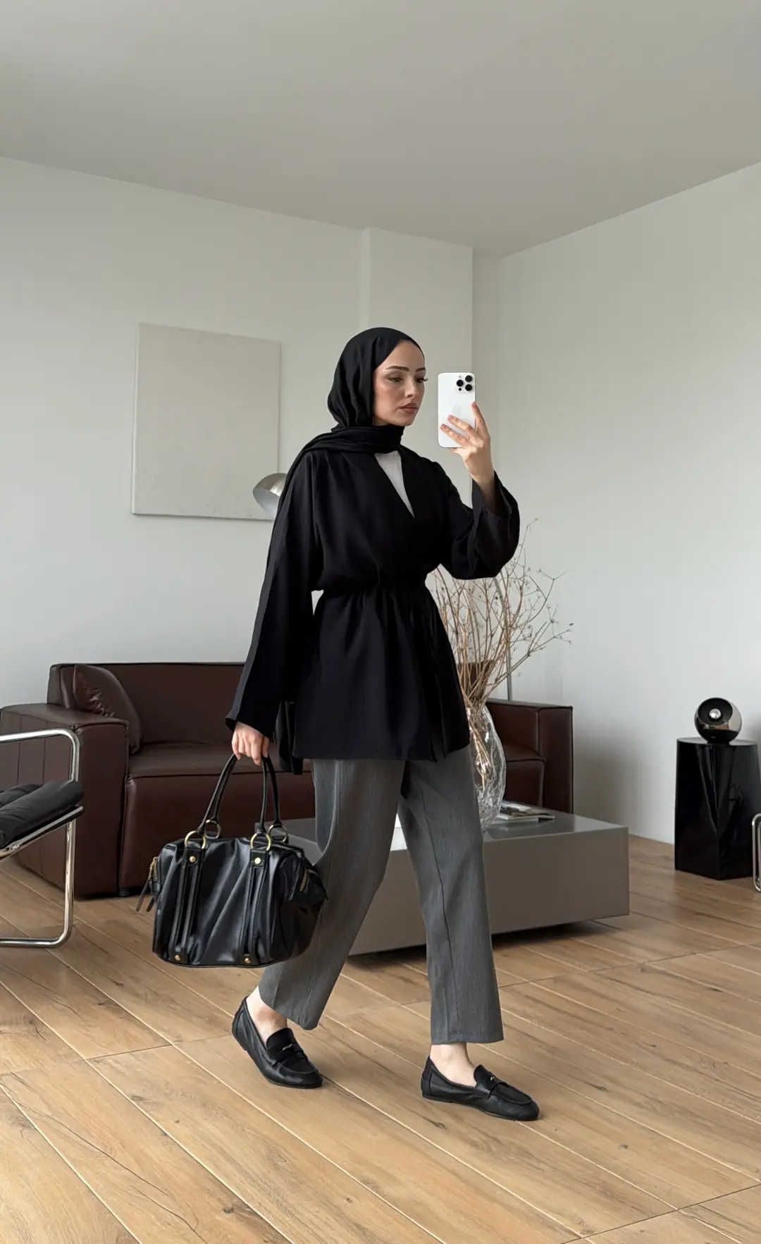 Omzu Pile Detay Kimono/Ceket Siyah