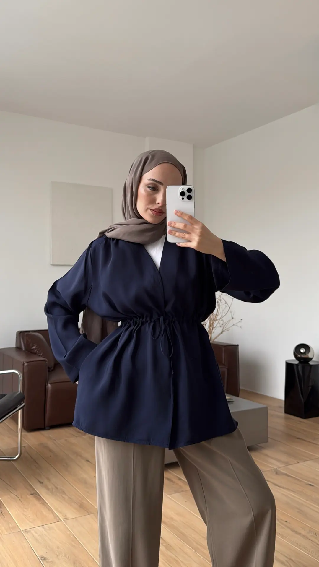 Omzu Pile Detay Kimono/Ceket Lacivert