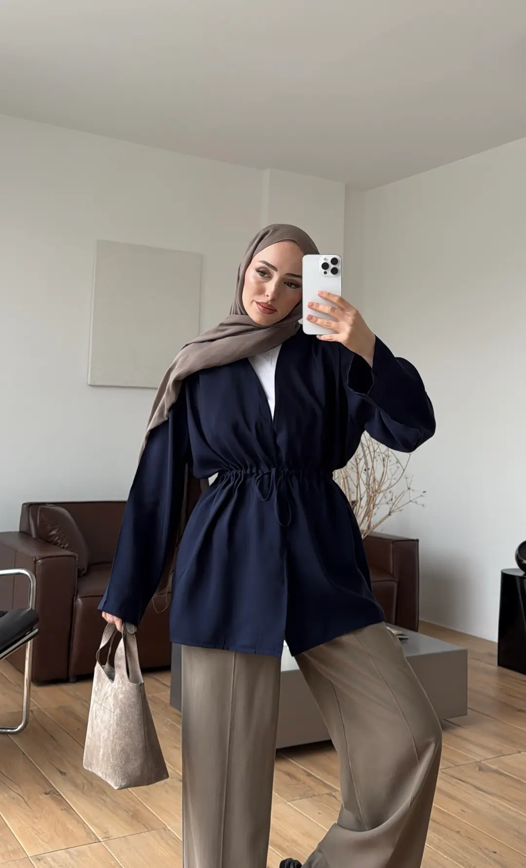 Omzu Pile Detay Kimono/Ceket Lacivert