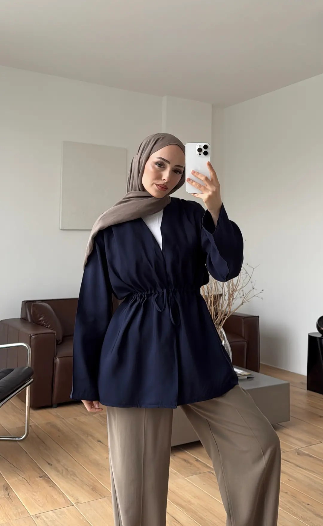 Omzu Pile Detay Kimono/Ceket Lacivert