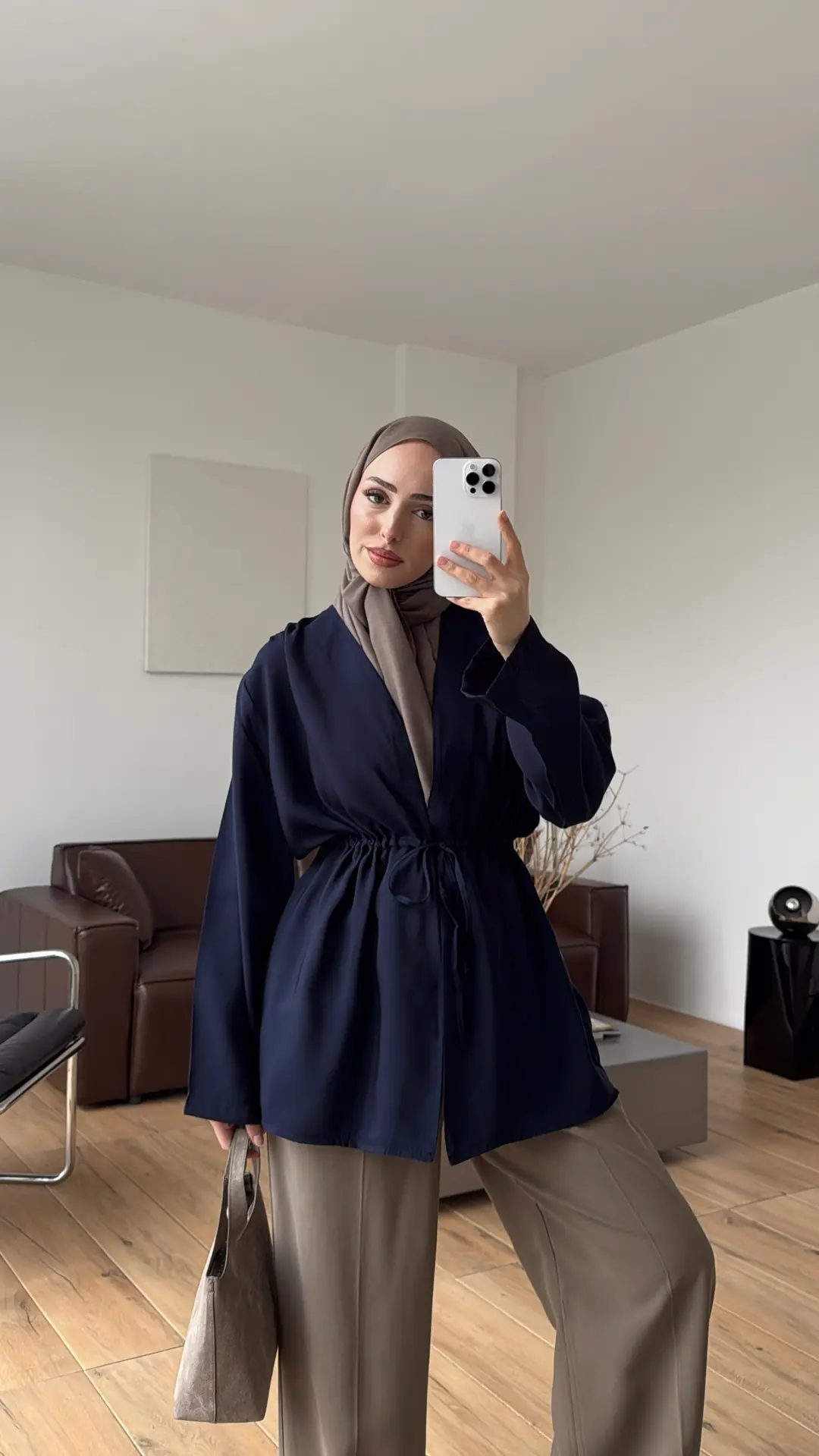 Omzu Pile Detay Kimono/Ceket Lacivert