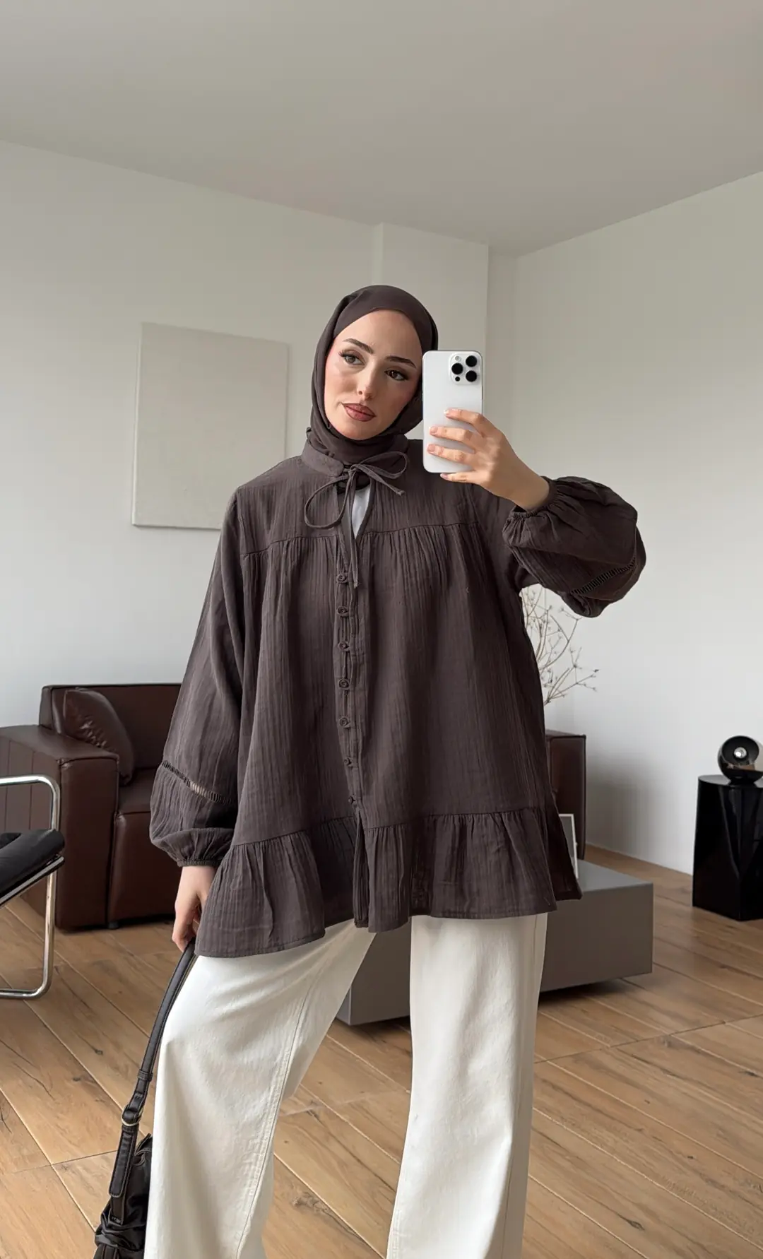Şerit Detay Muslin Gömlek