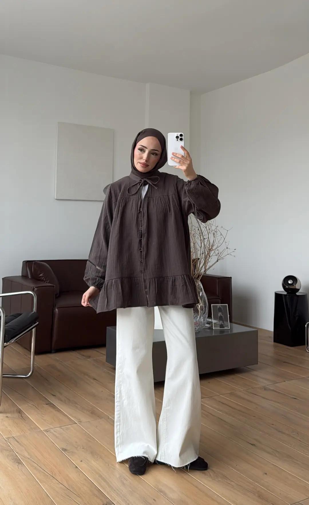 Şerit Detay Muslin Gömlek