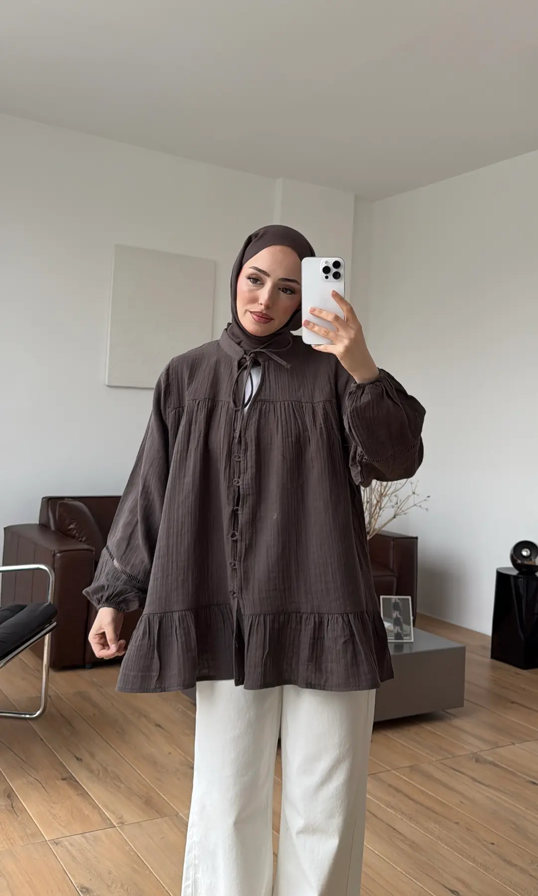 Şerit Detay Muslin Gömlek