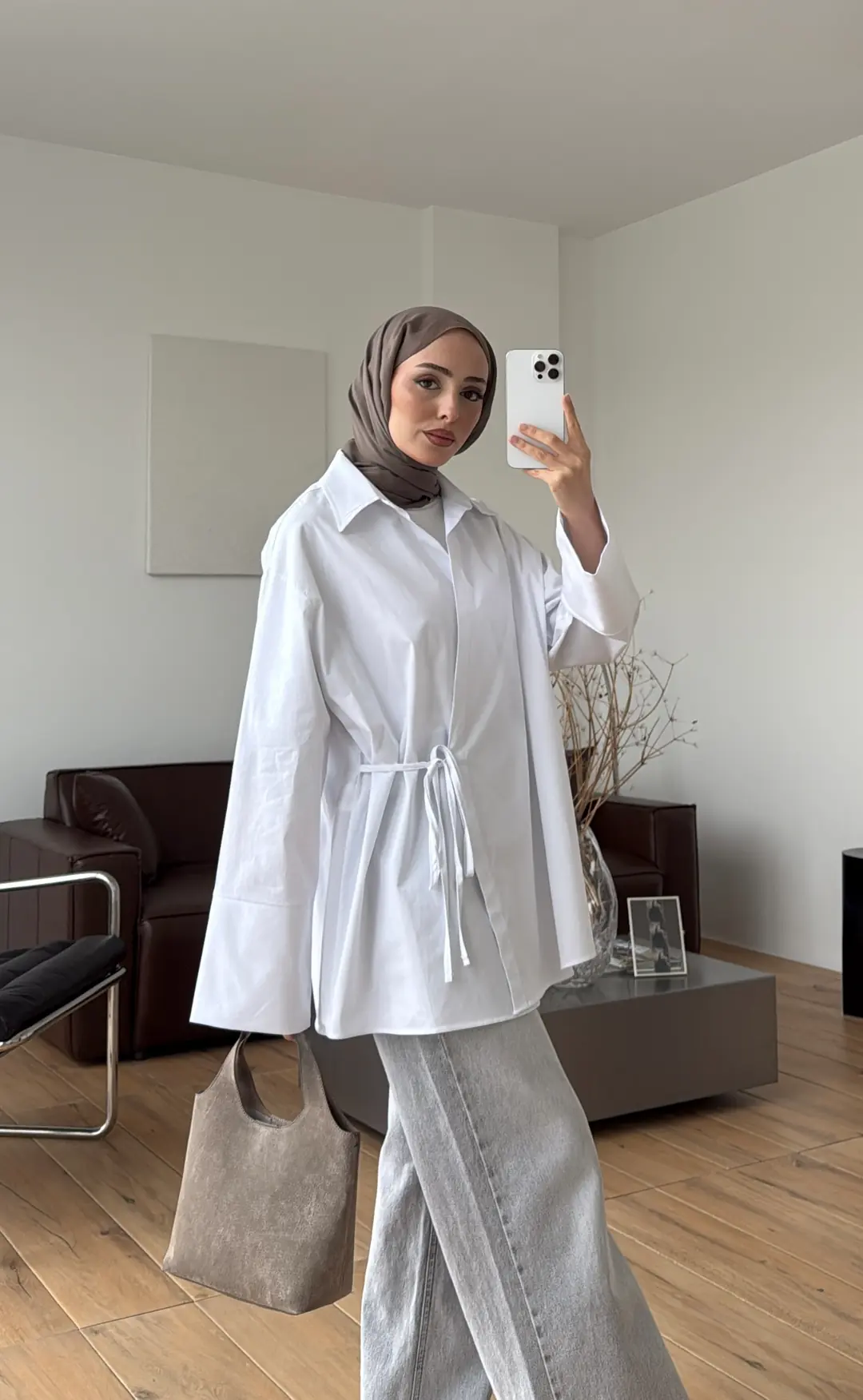 Çapraz Bağlamalı Gömlek Beyaz