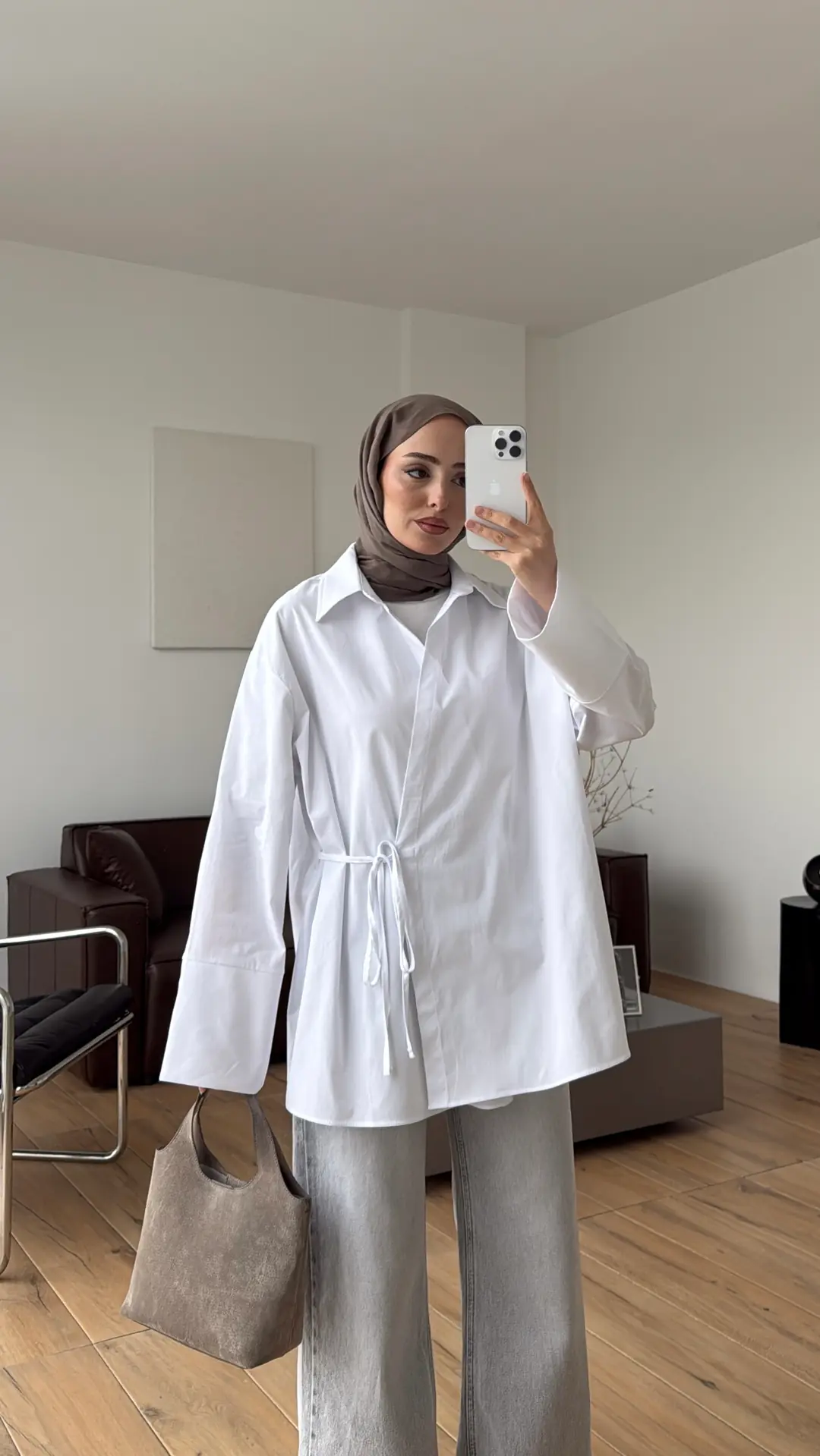 Çapraz Bağlamalı Gömlek Beyaz